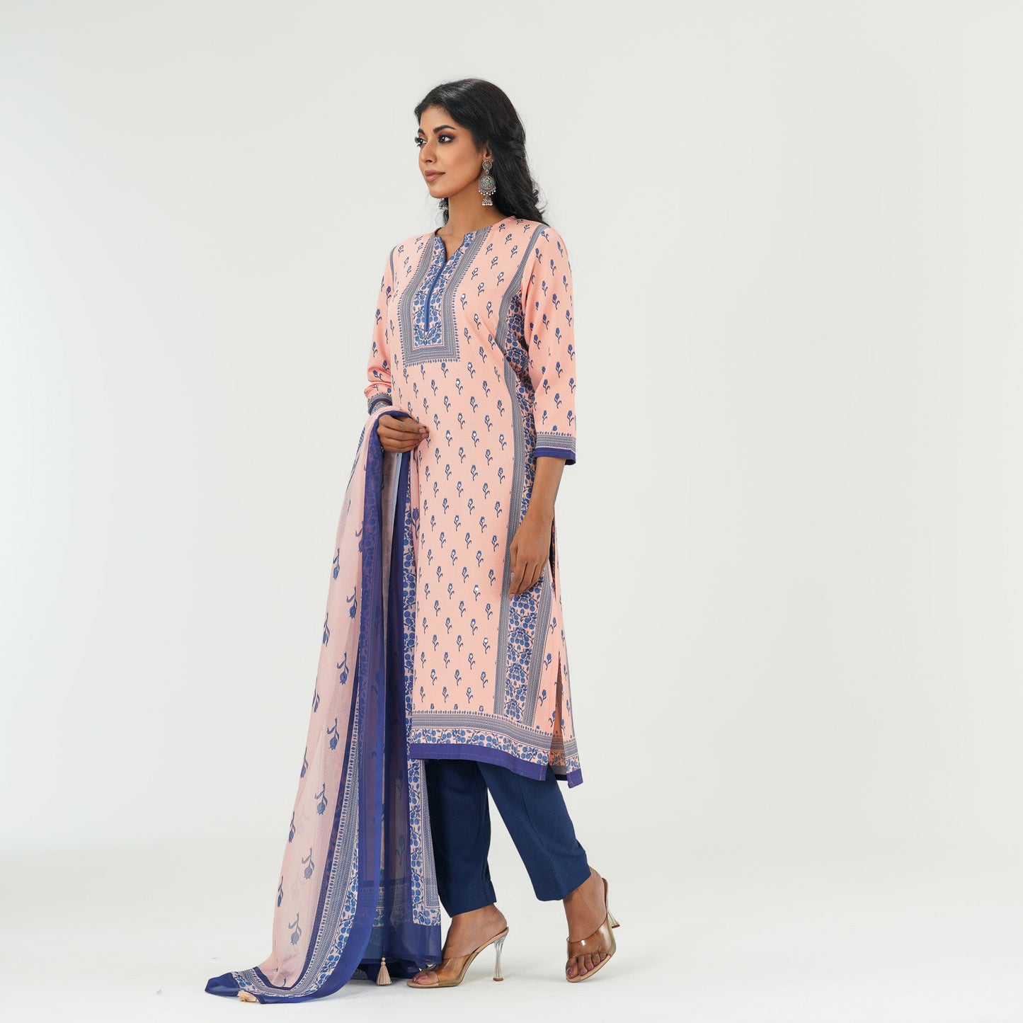 Womens Peach Blue Three Piece Set