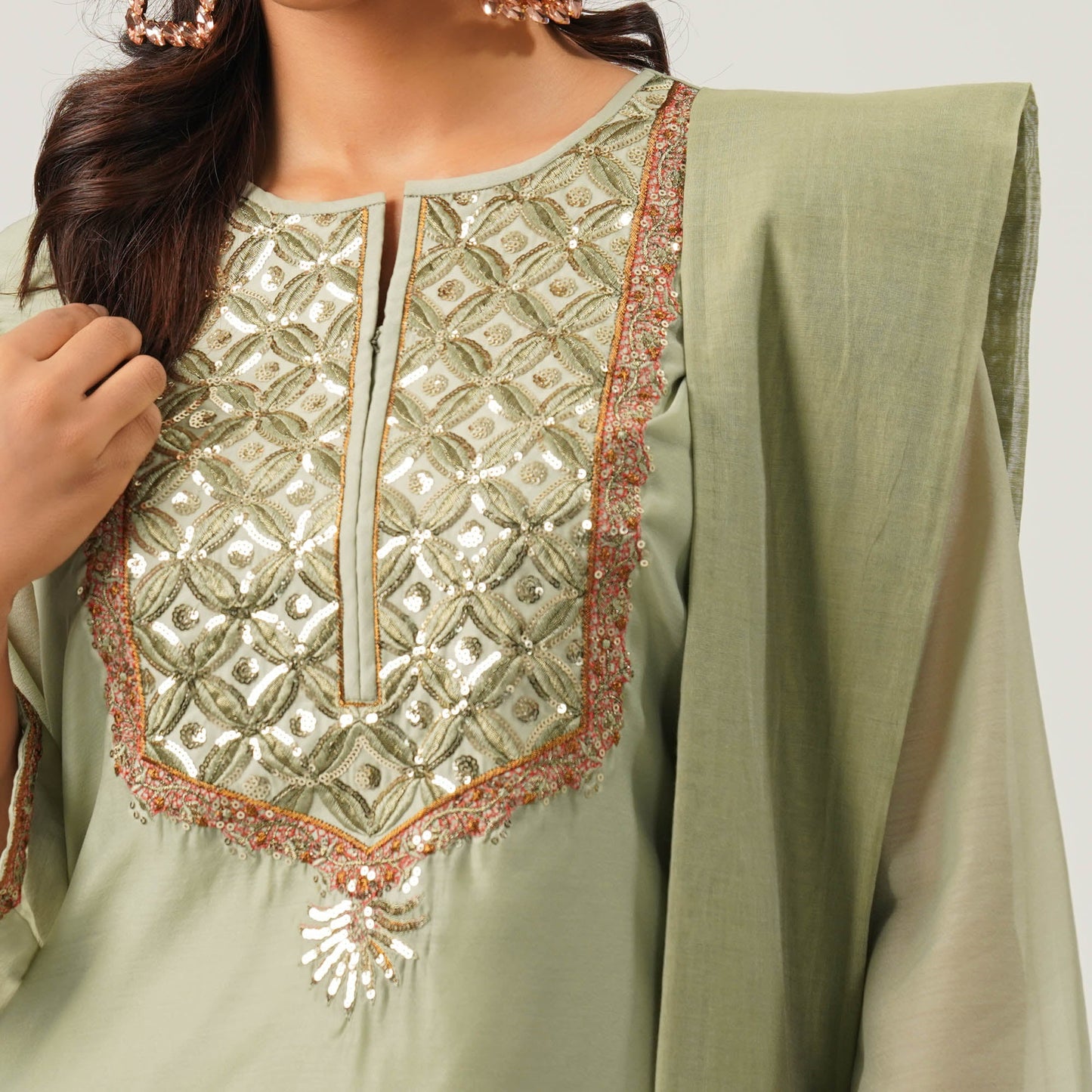 Women Green Ethnic Three Piece