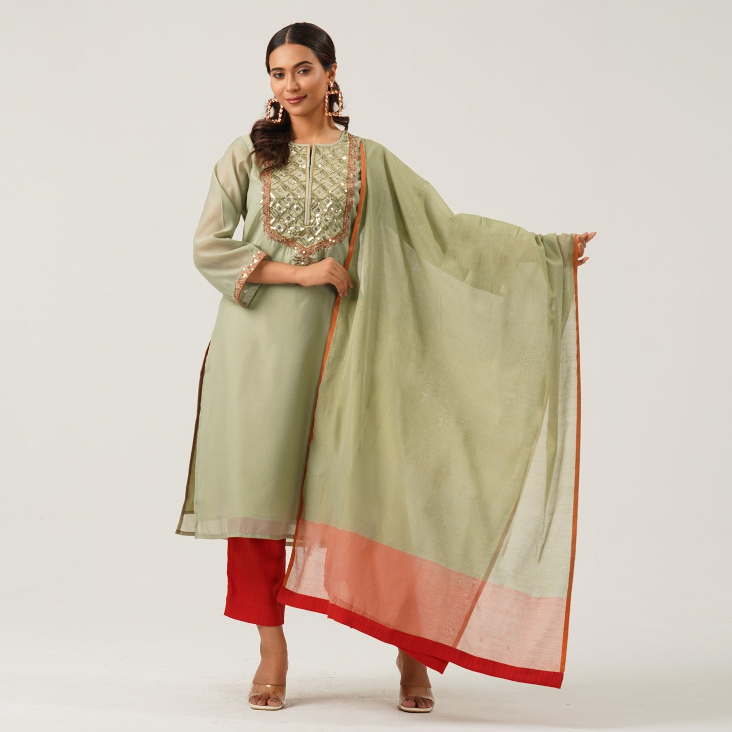 Women Green Ethnic Three Piece