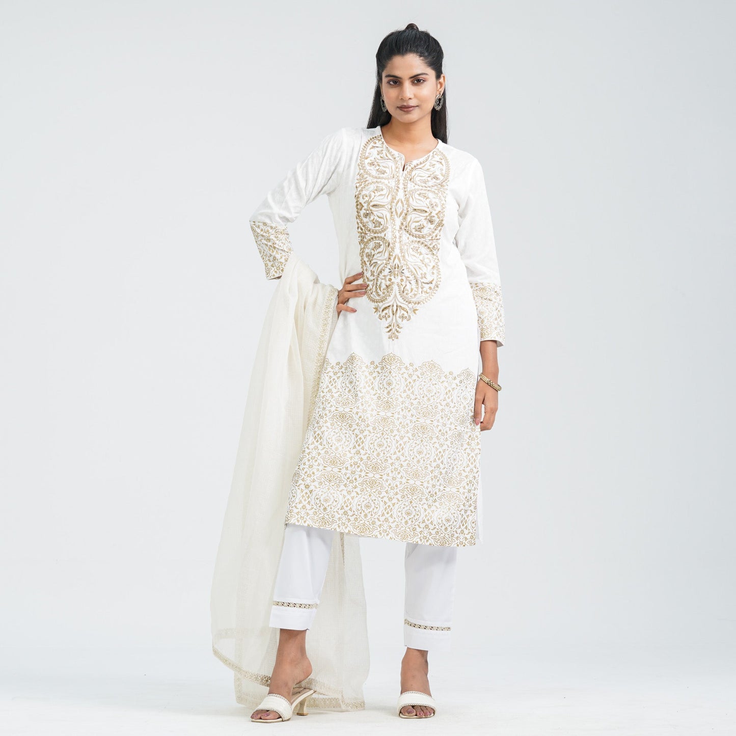 Women’s Cotton Embroidered Three Piece Set