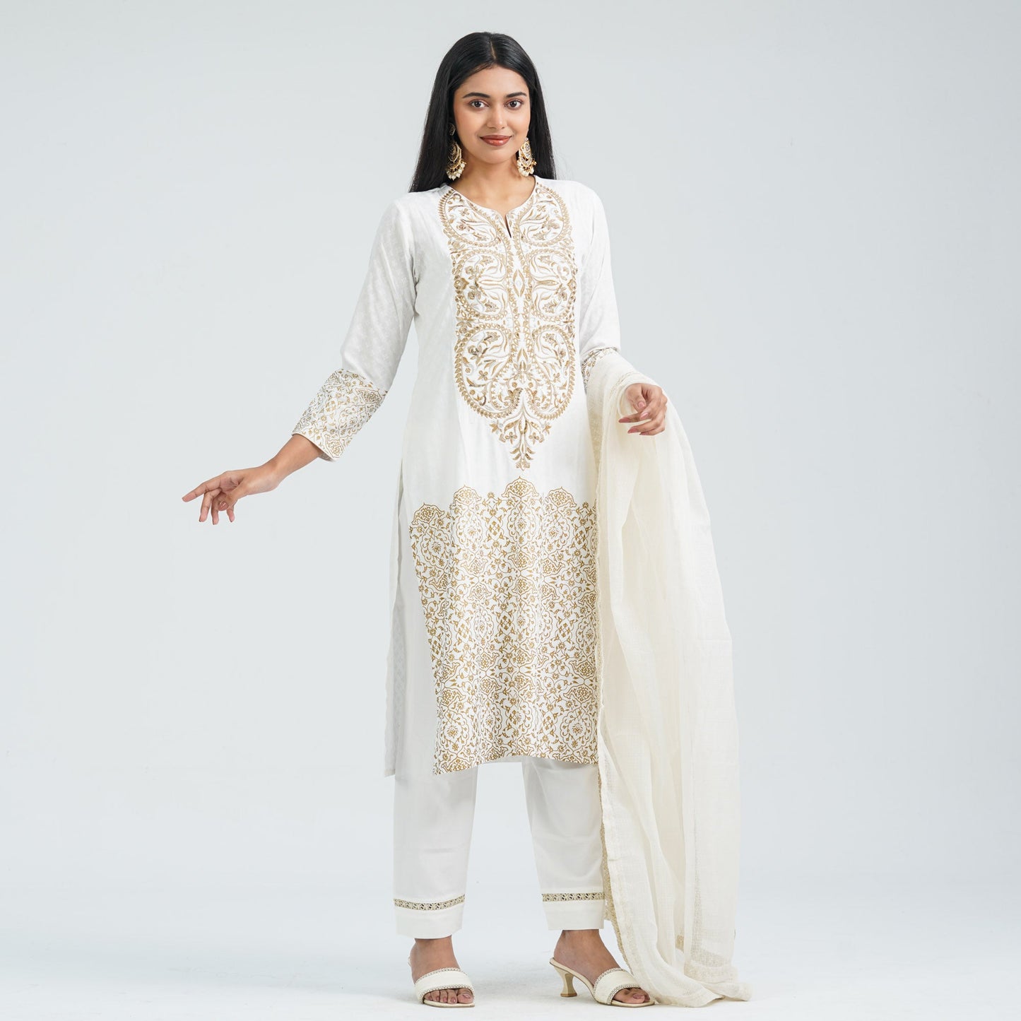 Women’s Cotton Embroidered Three Piece Set