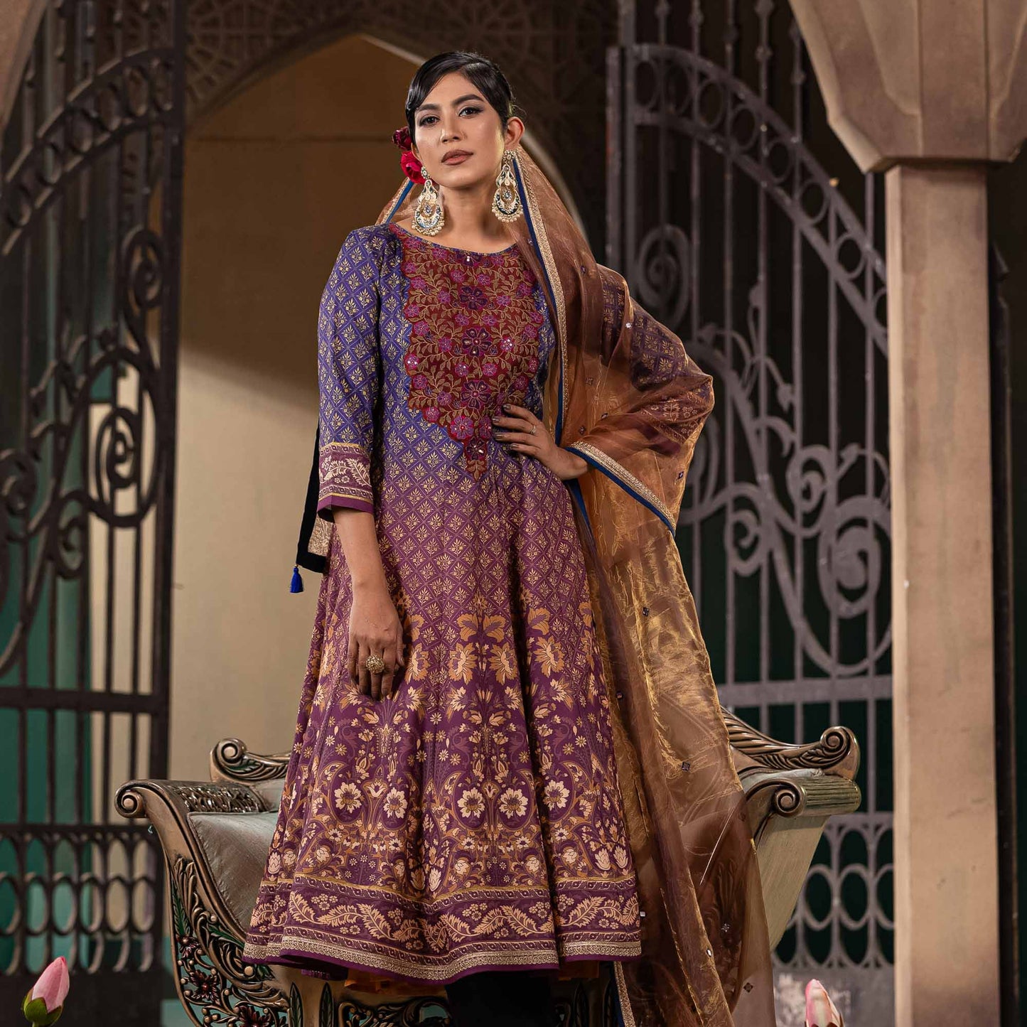 ETHNIC SUPER PREMIUM GOWN-PURPLE OMBRE