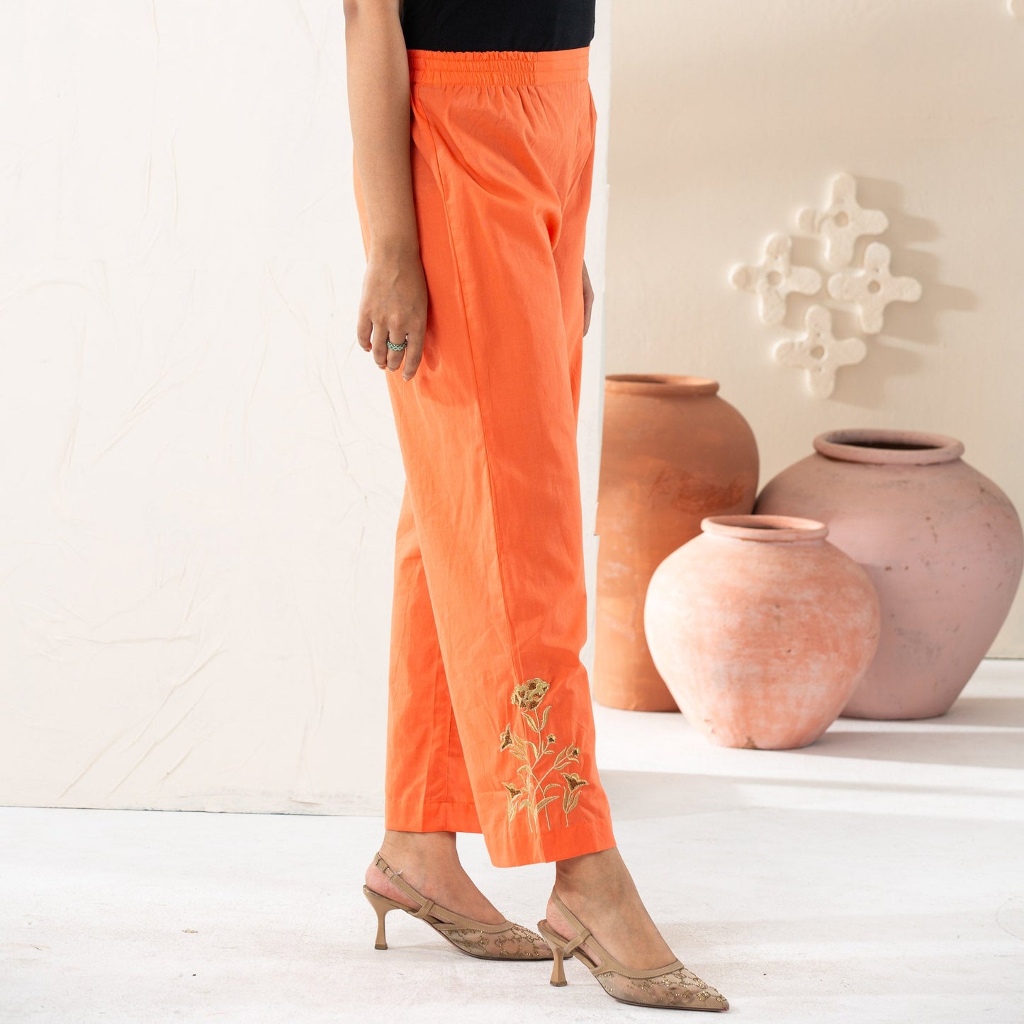 Peach Embroidered Bottoms