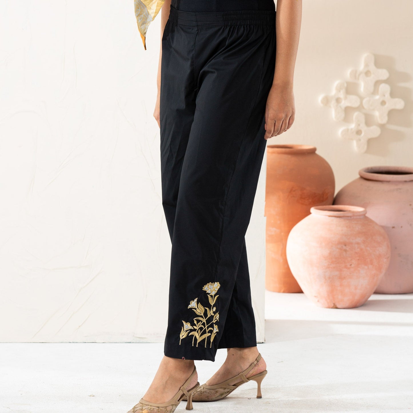 Black Embroidered Bottoms