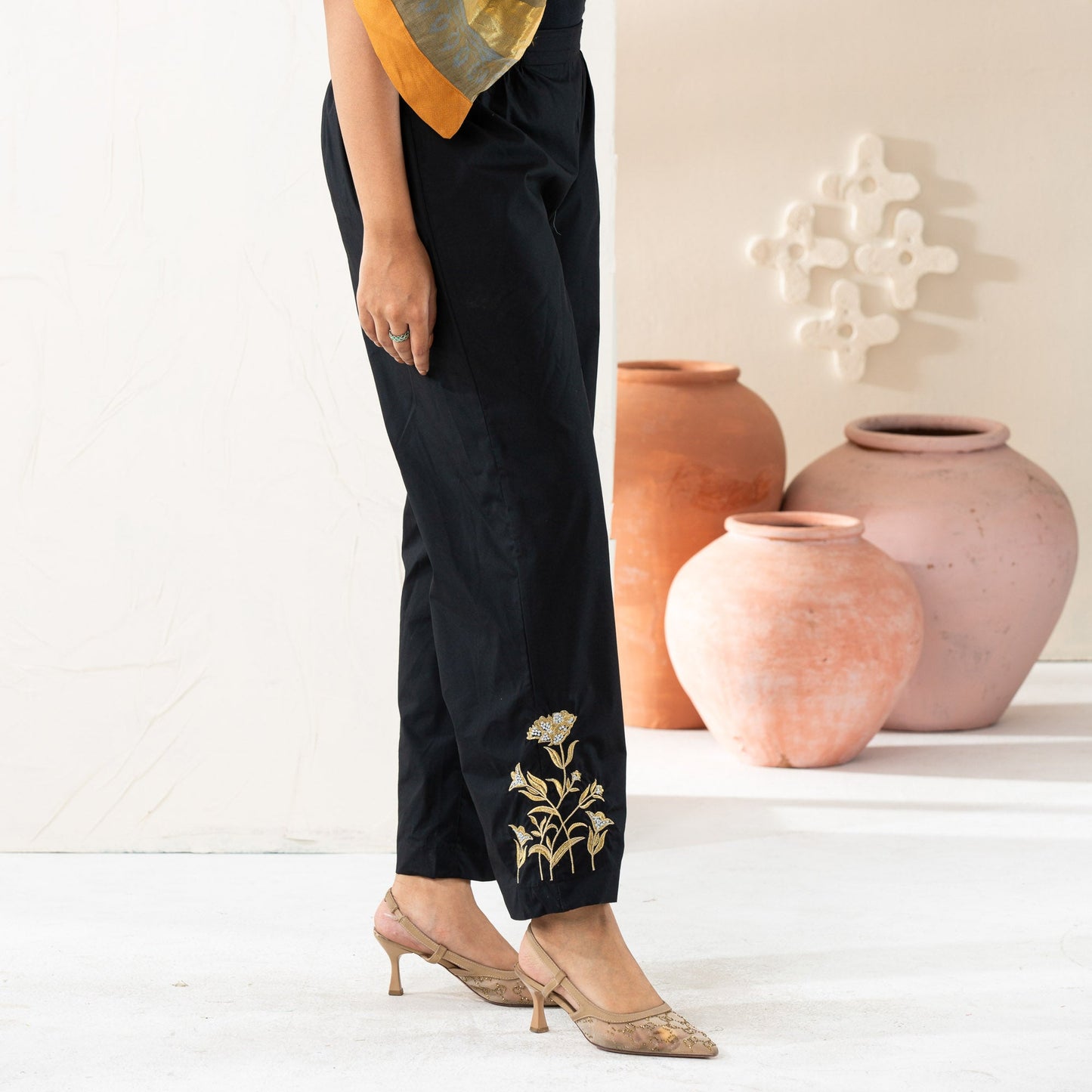 Black Embroidered Bottoms