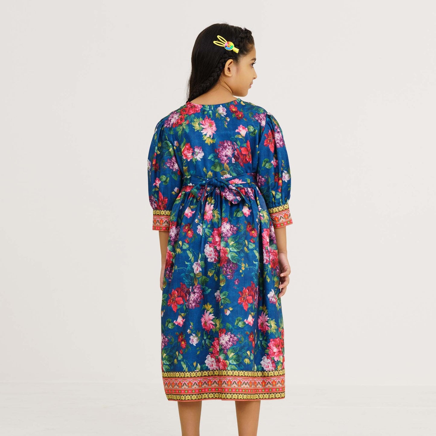 Girls' Teal Floral Gown