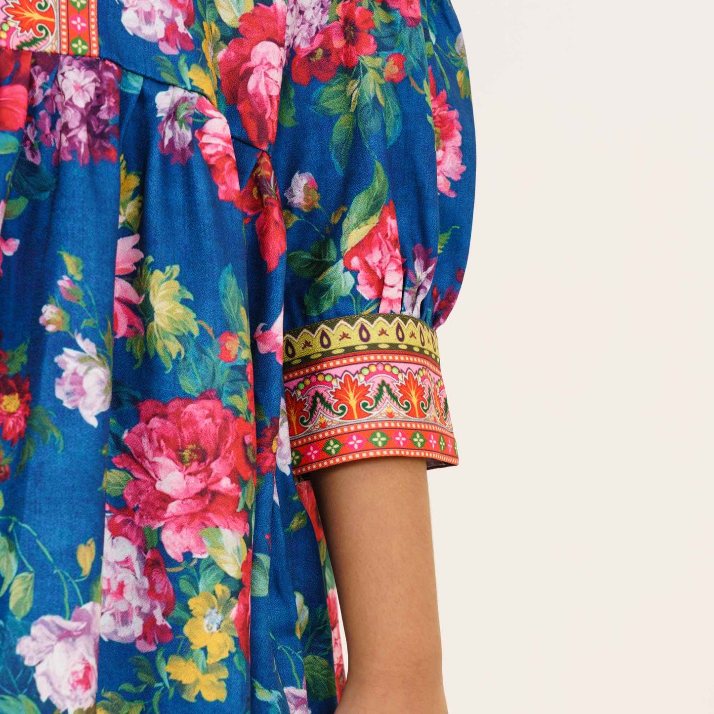 Girls' Teal Floral Gown