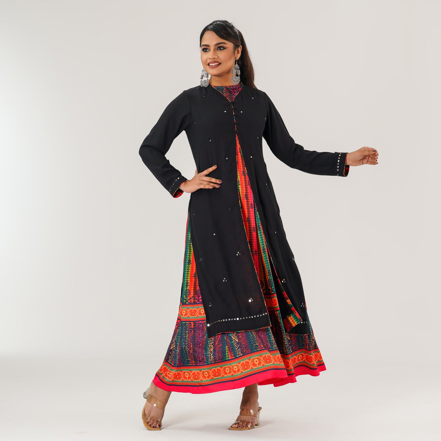 Womens Black Ethnic Gown