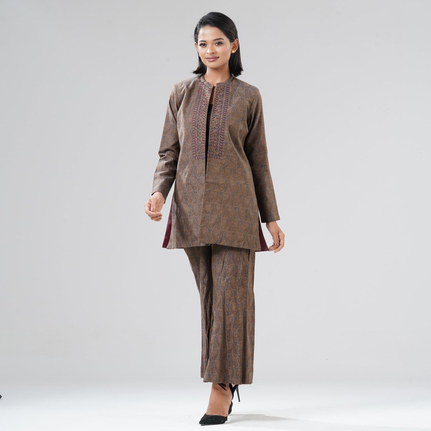Women Brown Ethnic Two Piece Set