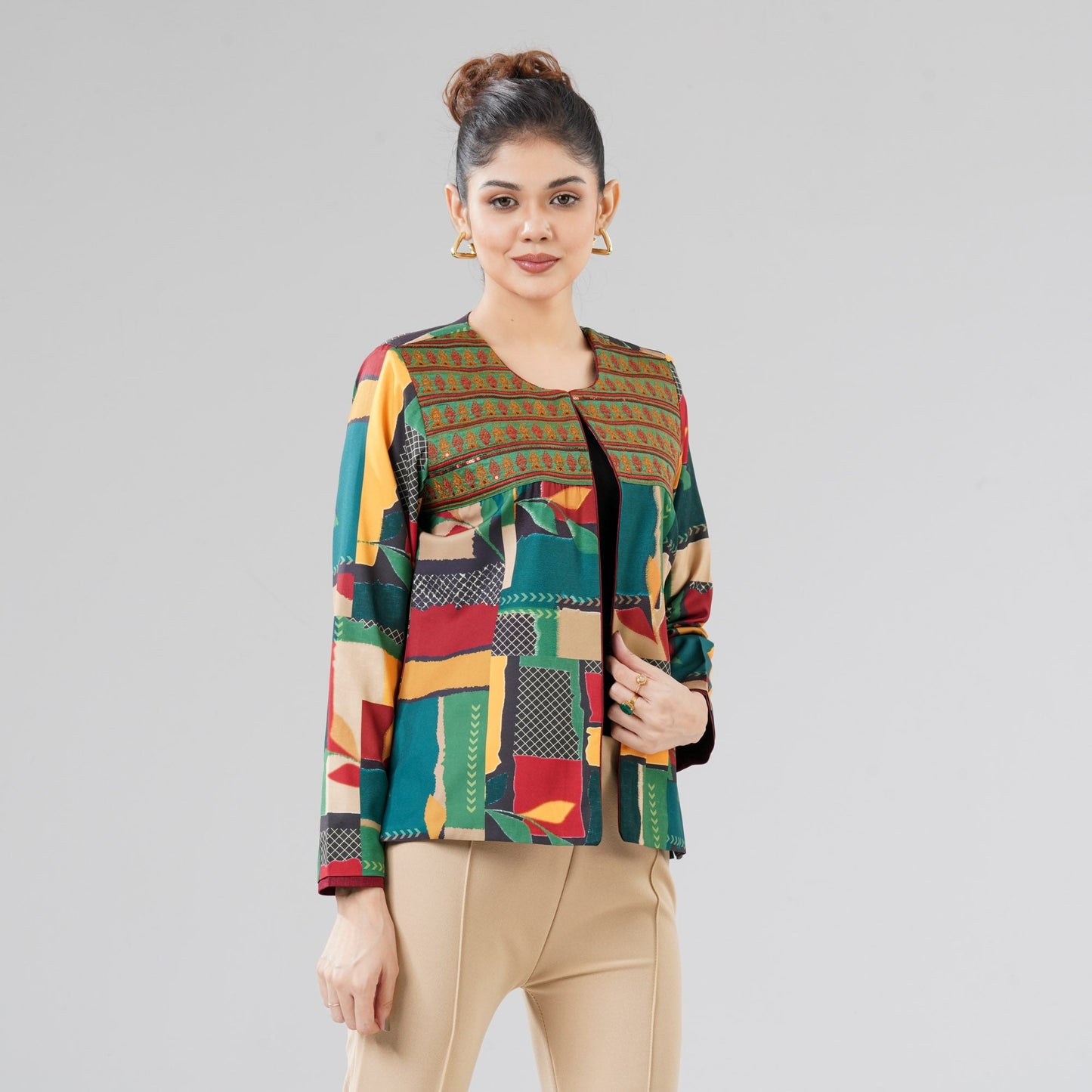 Women Green Ethnic Jacket