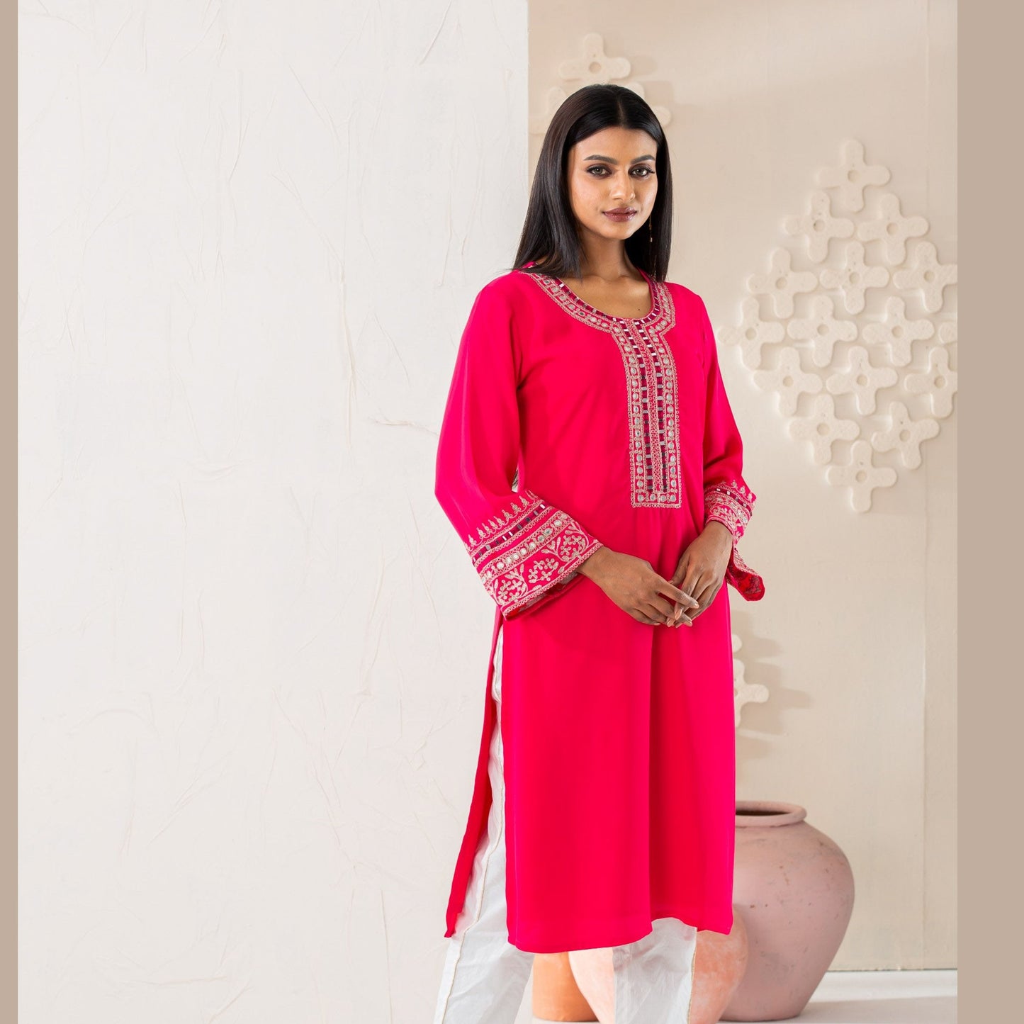 ETHNIC HIGH RANGE KURTI-PINK