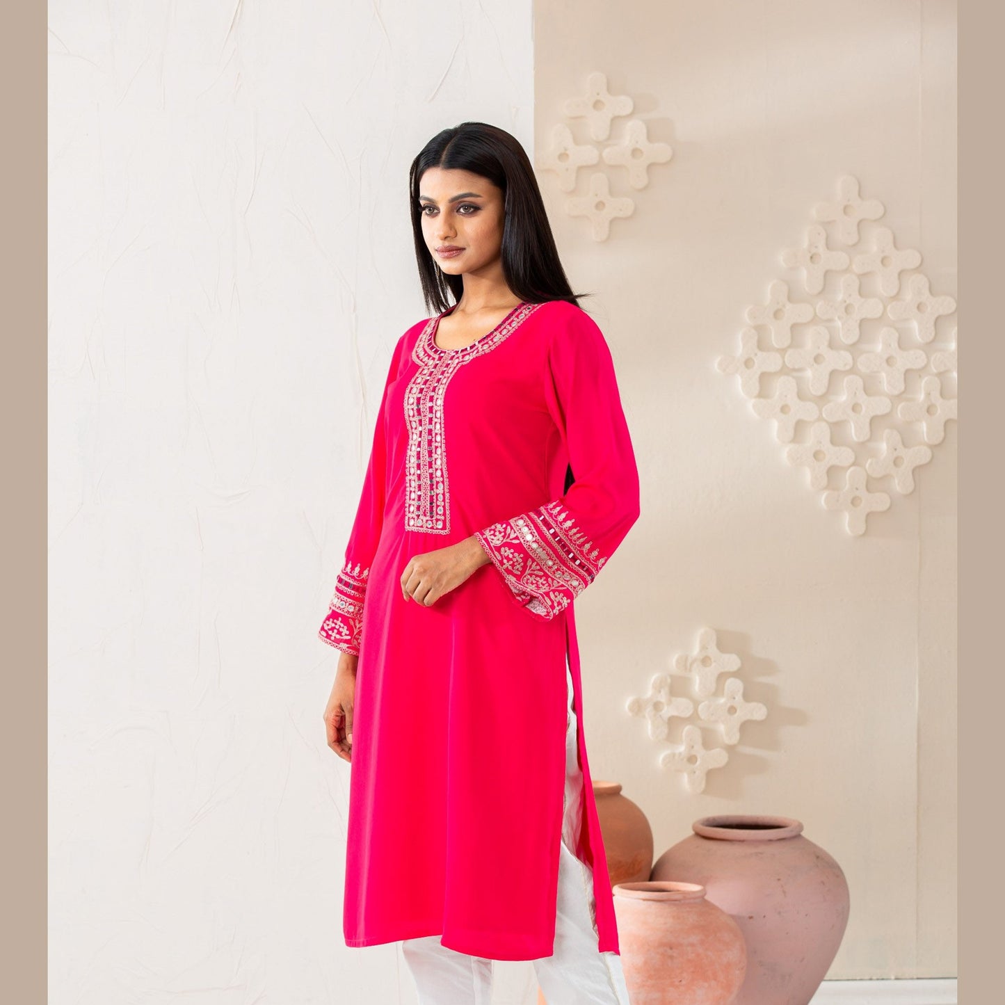 ETHNIC HIGH RANGE KURTI-PINK