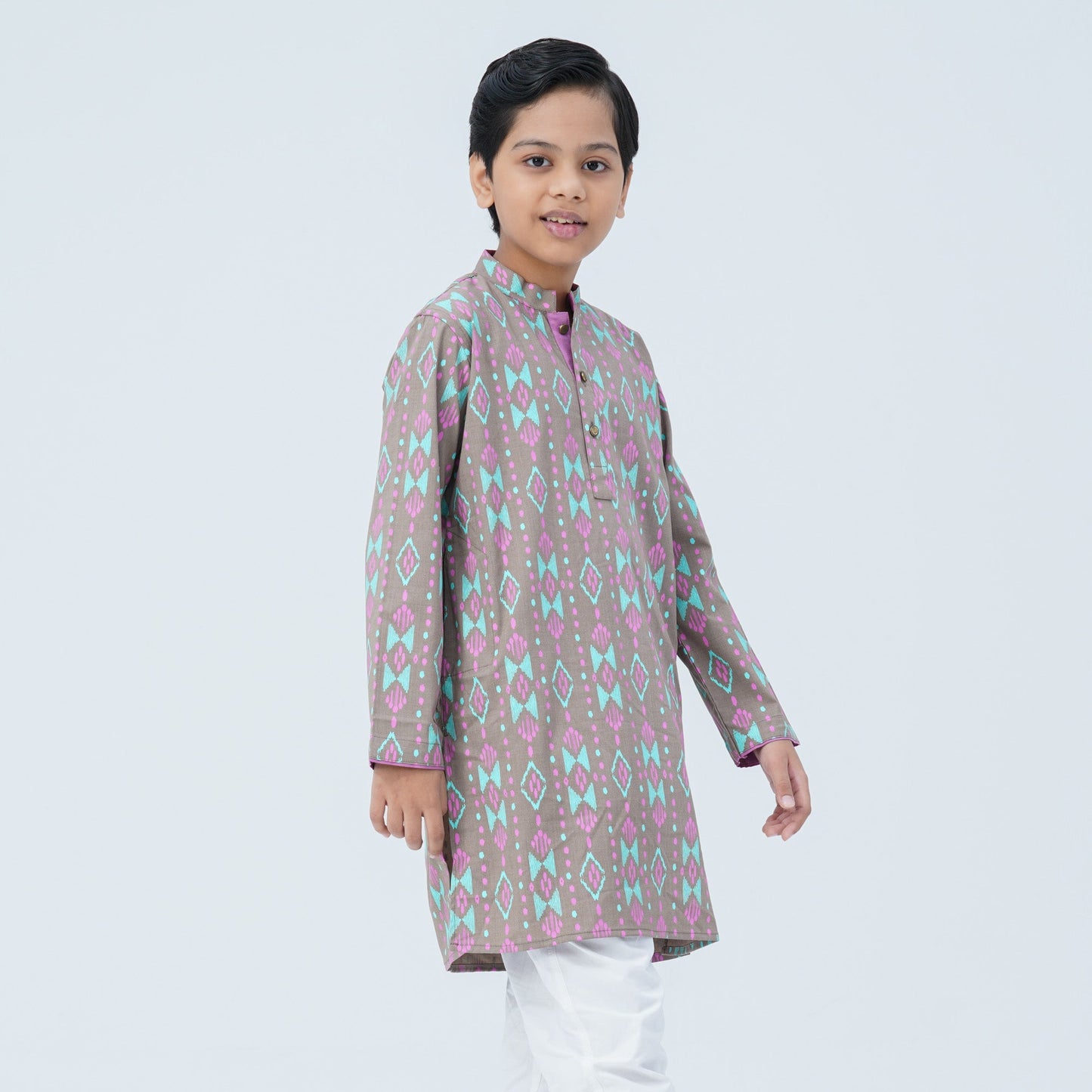 Boy's Beige Cotton Panjabi