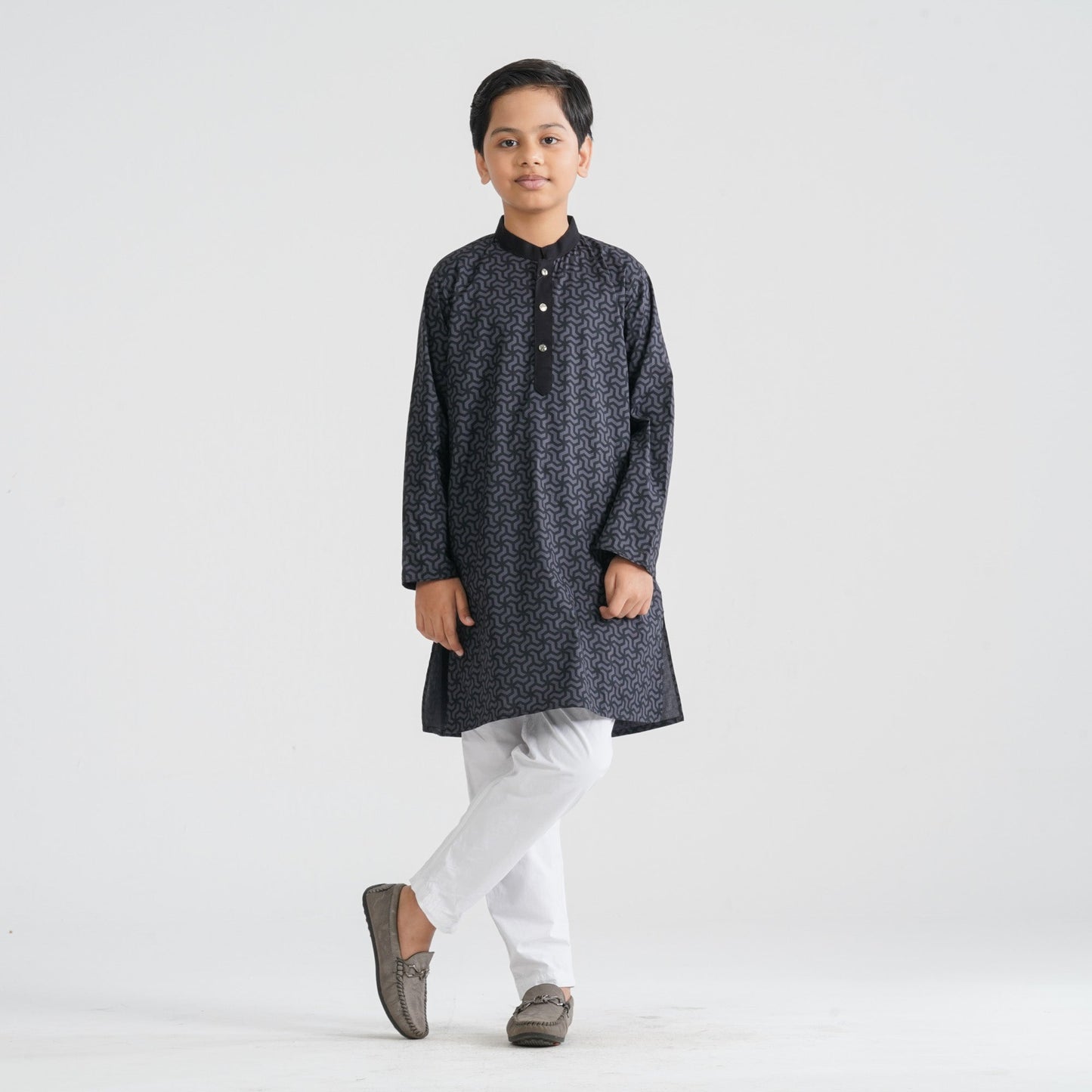 Boy’s Grey Cotton Panjabi
