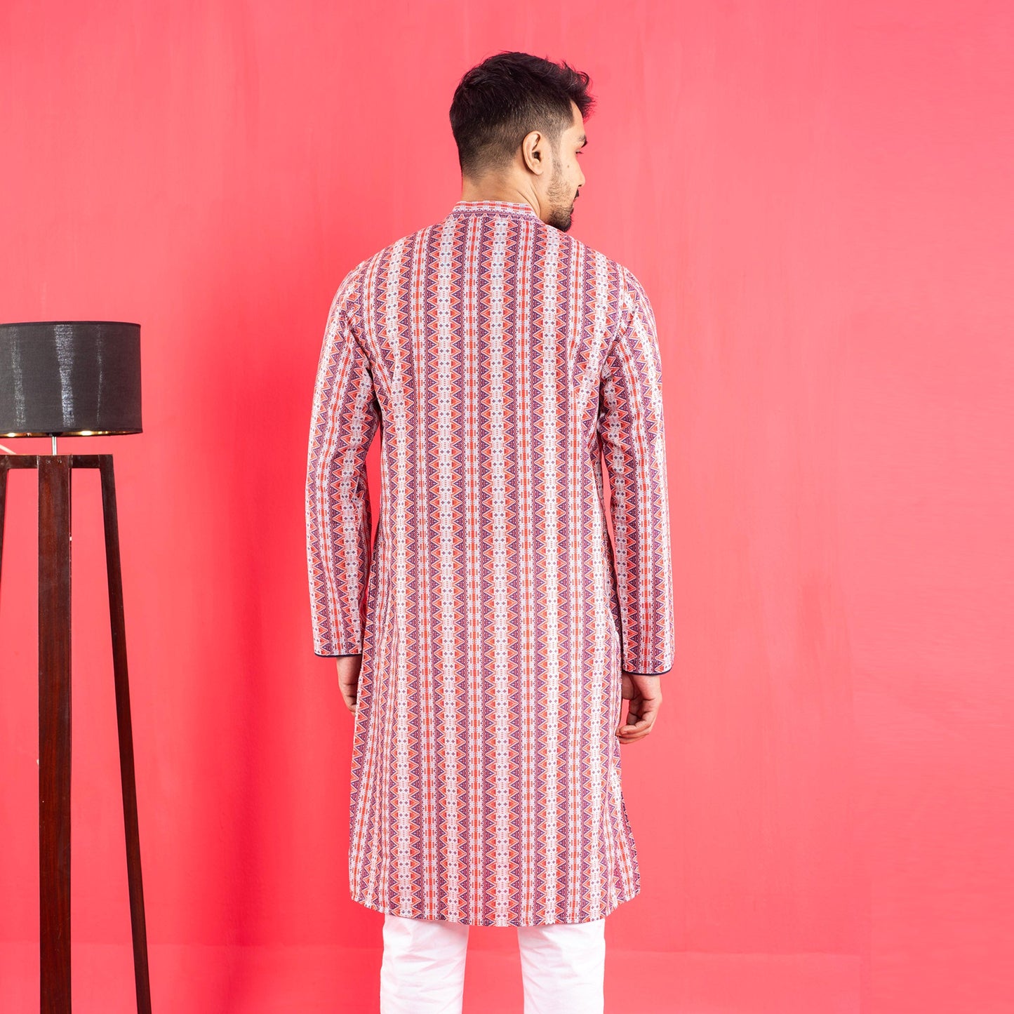 Mens Basic Panjabi- White Print