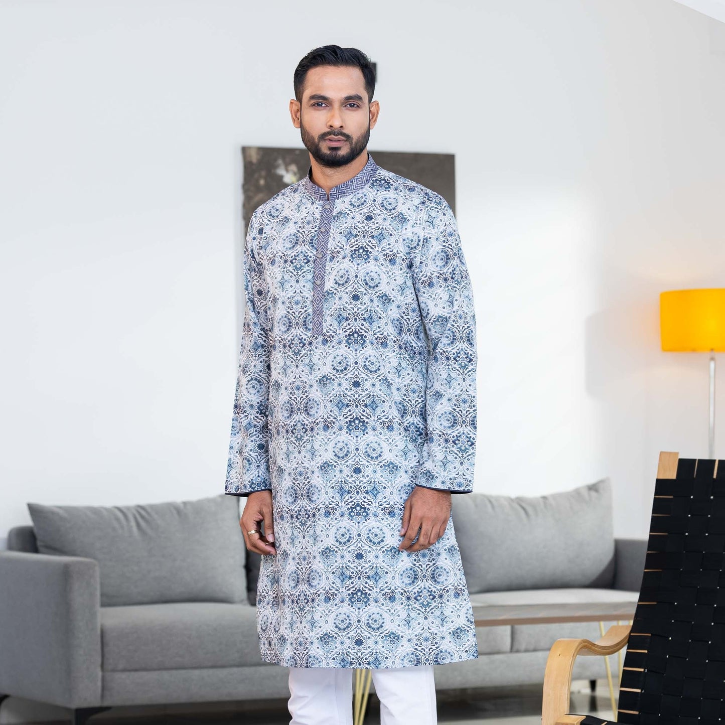 Mens Greish Blue Panjabi