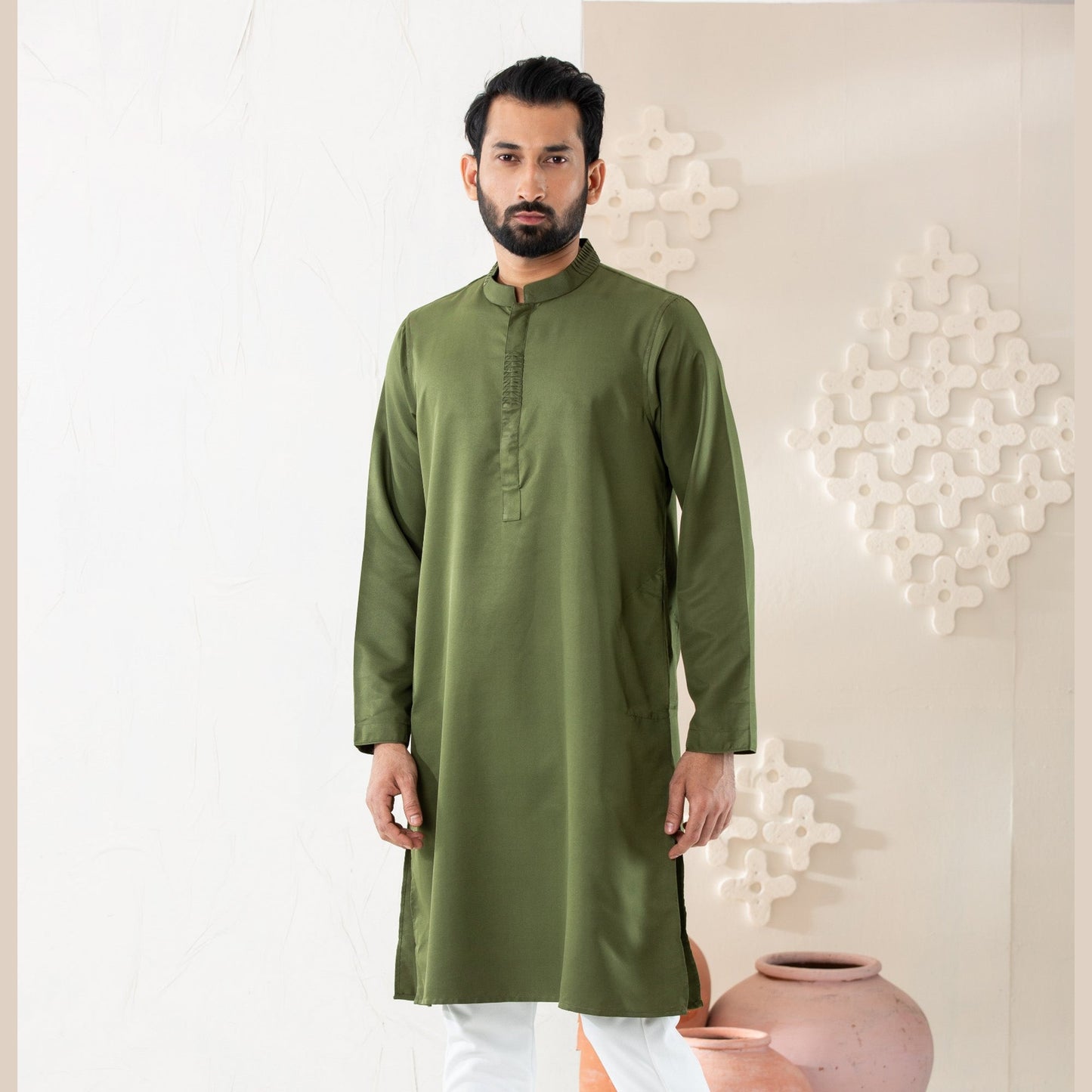 Men's Olive Green Panjabi