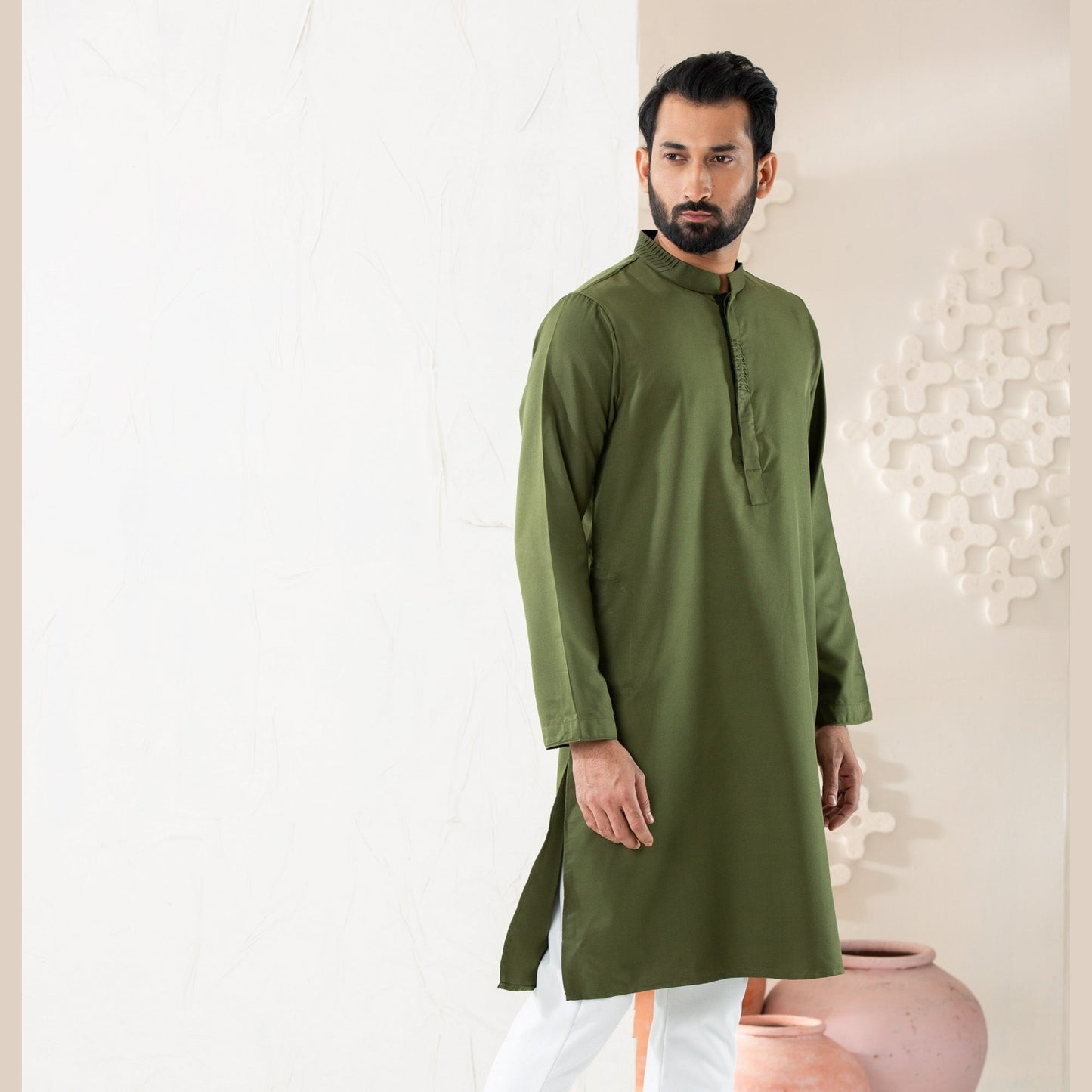 Men's Olive Green Panjabi
