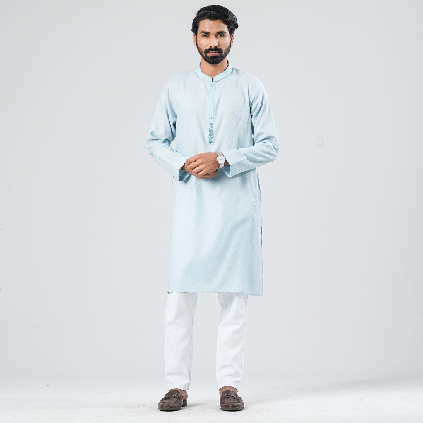 Men Sky Blue Cotton Panjabi
