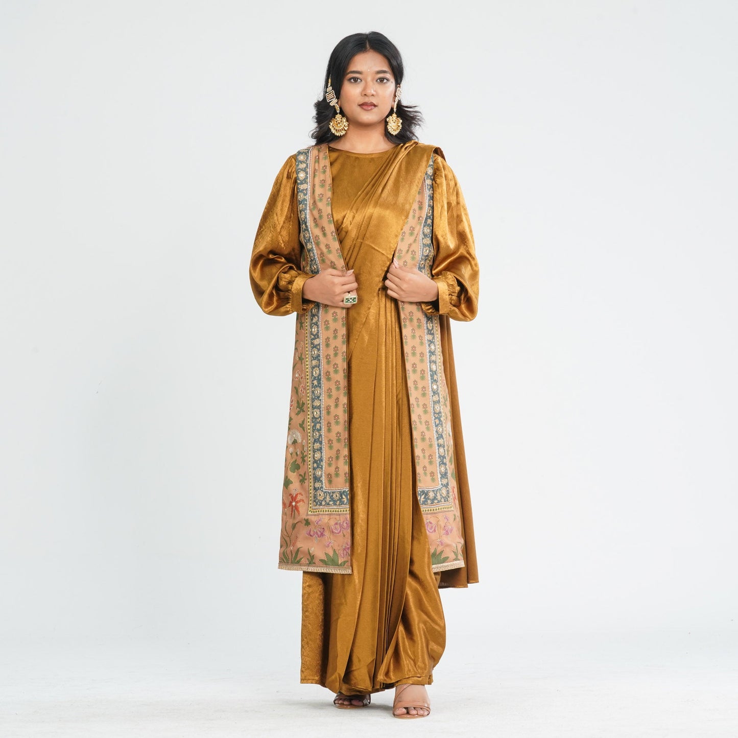 Women’s Silk Pant Saree with Top & Summer Jacket
