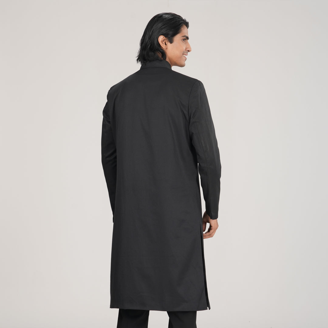 Men's Black Sherwani with Karchupi Work
