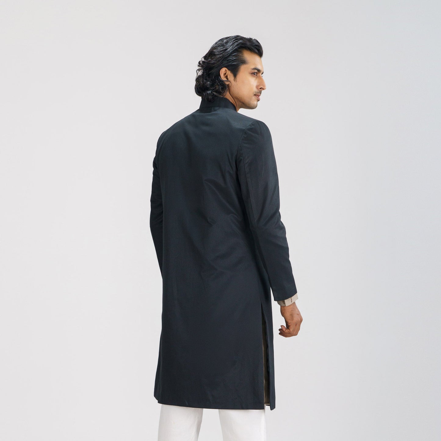 Men's Black Sherwani with Karchupi Work