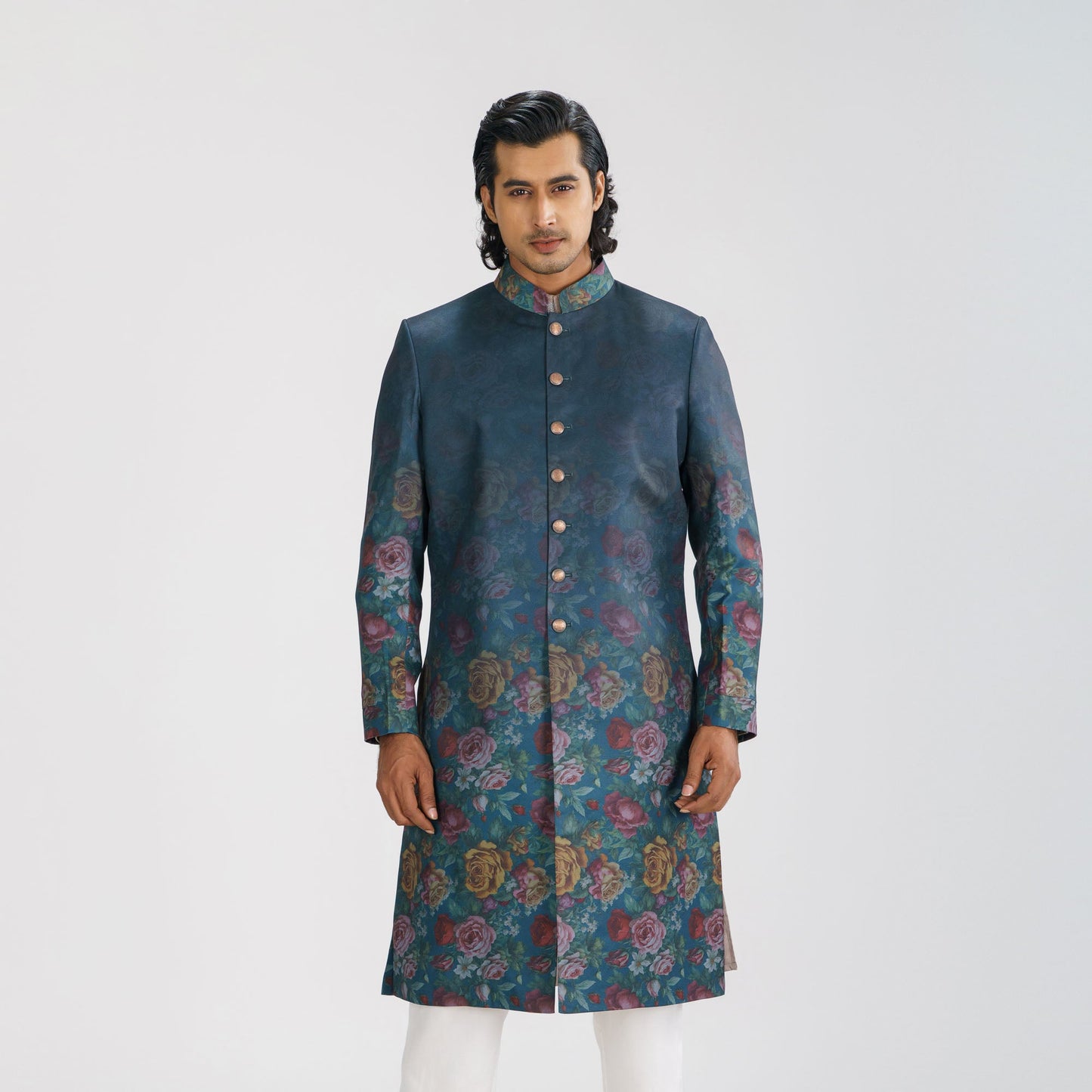 Men's Green Floral Sherwani