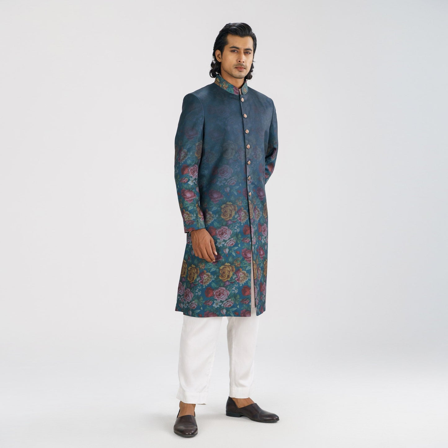 Men's Green Floral Sherwani