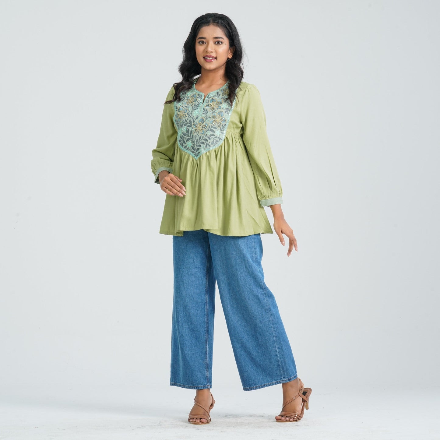 Women Green Cotton Tunic