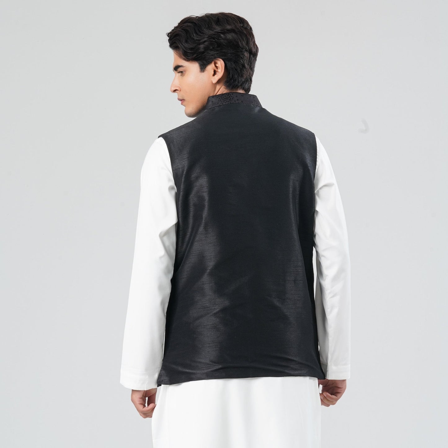 Men's Black Jacquard Vest