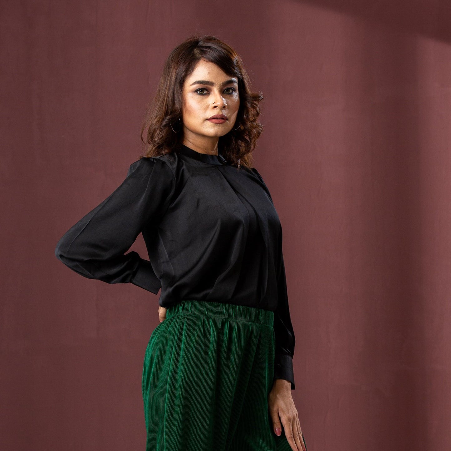 ETHNIC WORKWEAR TOP-BLACK