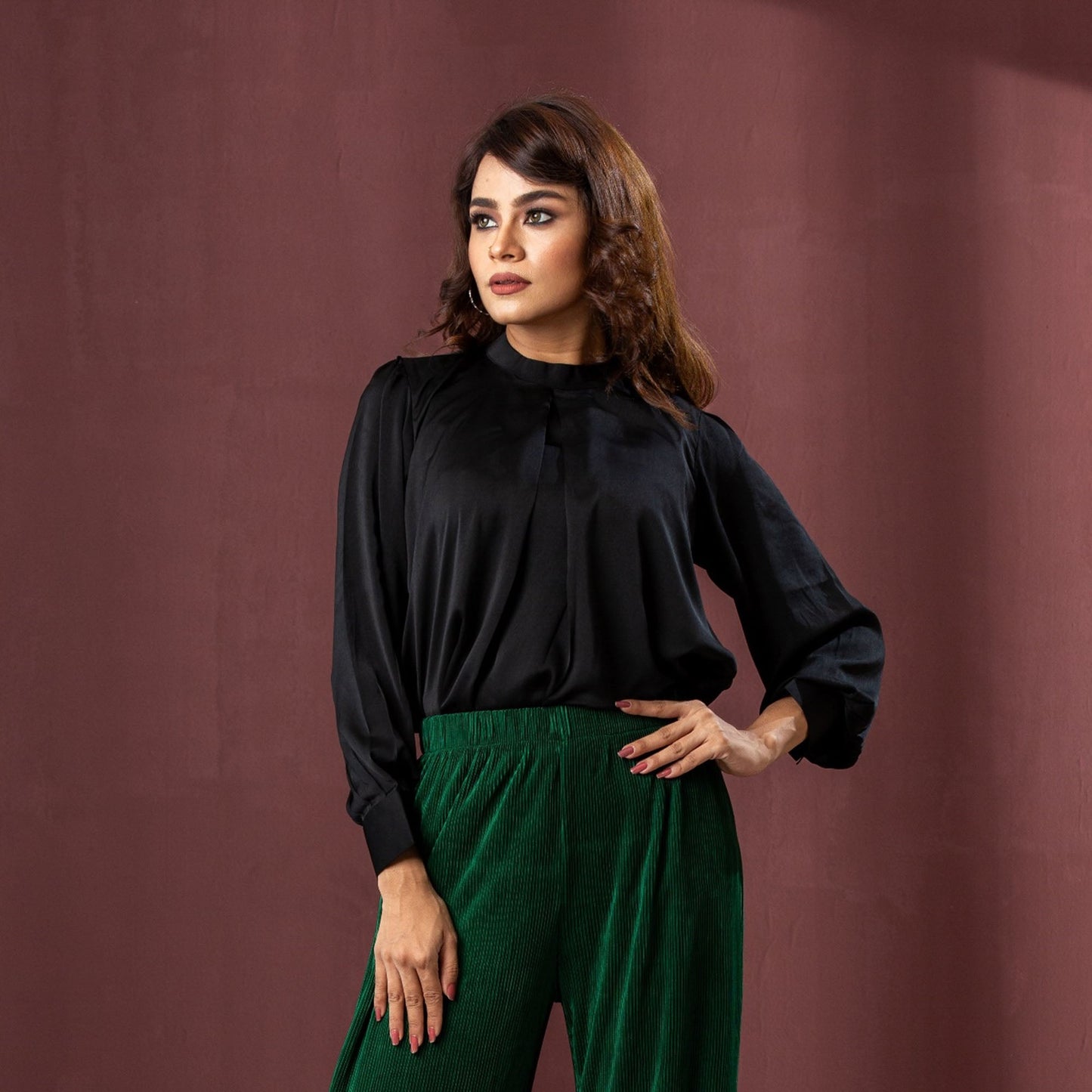 ETHNIC WORKWEAR TOP-BLACK