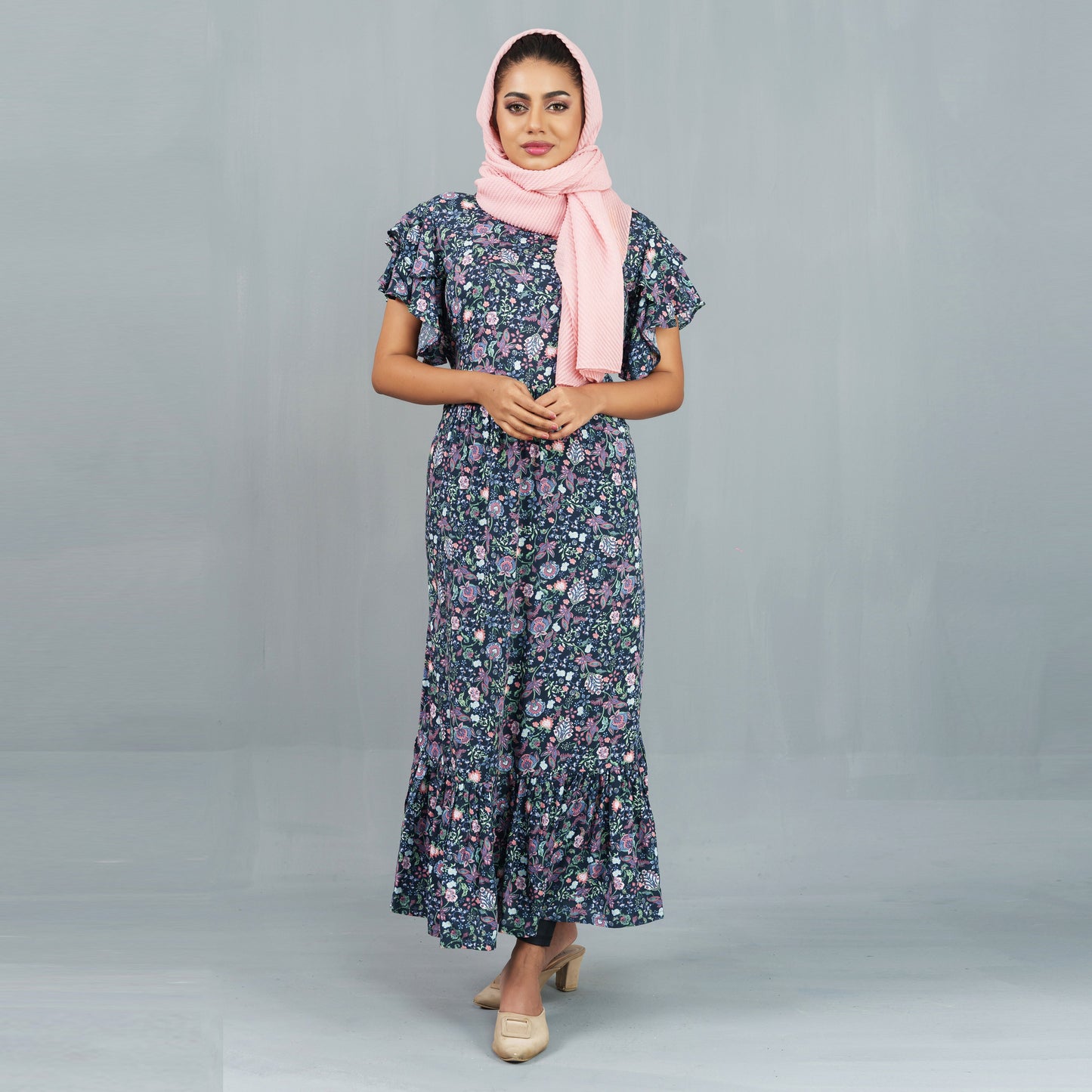 Ladies Dress- Blue/Pink