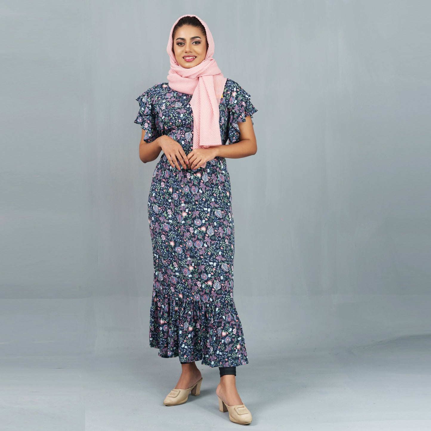 Ladies Dress- Blue/Pink