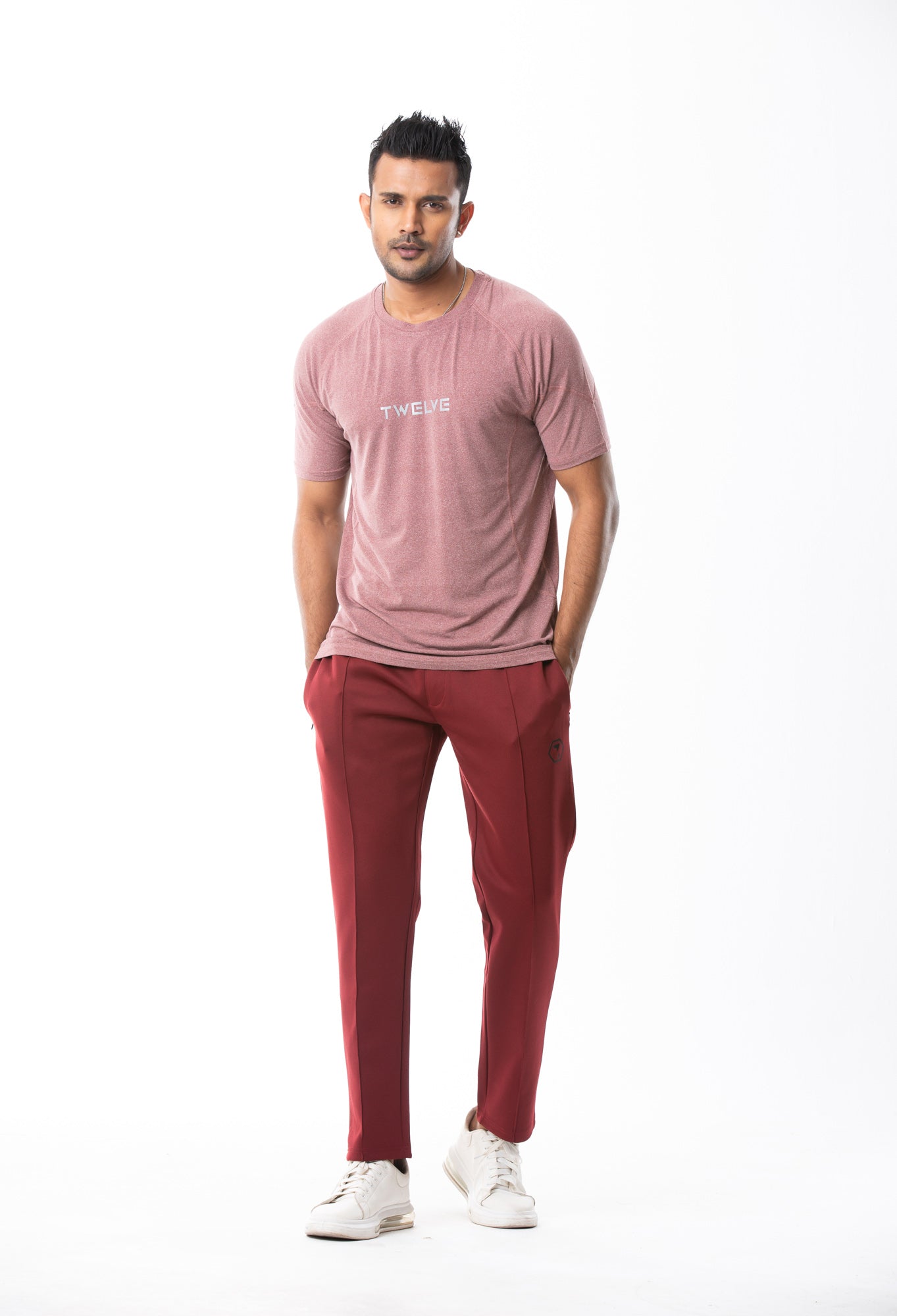Men's White-Red Activewear T-Shirt