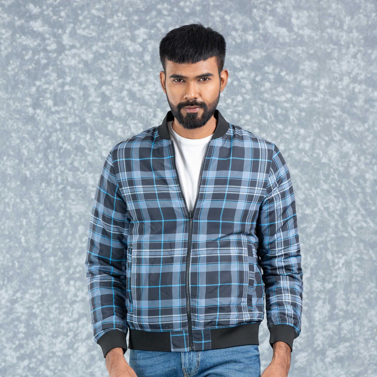 Mens Reversible Bomber- Flint Stone/Aop