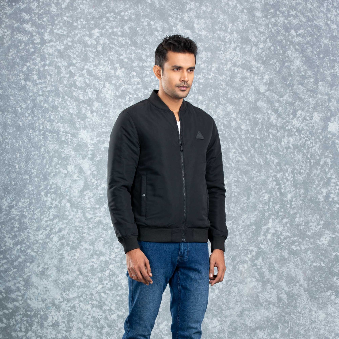 MENS REVERSIBLE BOMBER- BLACK/AOP