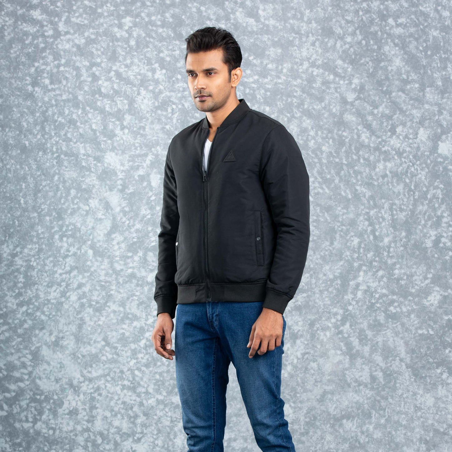 MENS REVERSIBLE BOMBER- BLACK/AOP