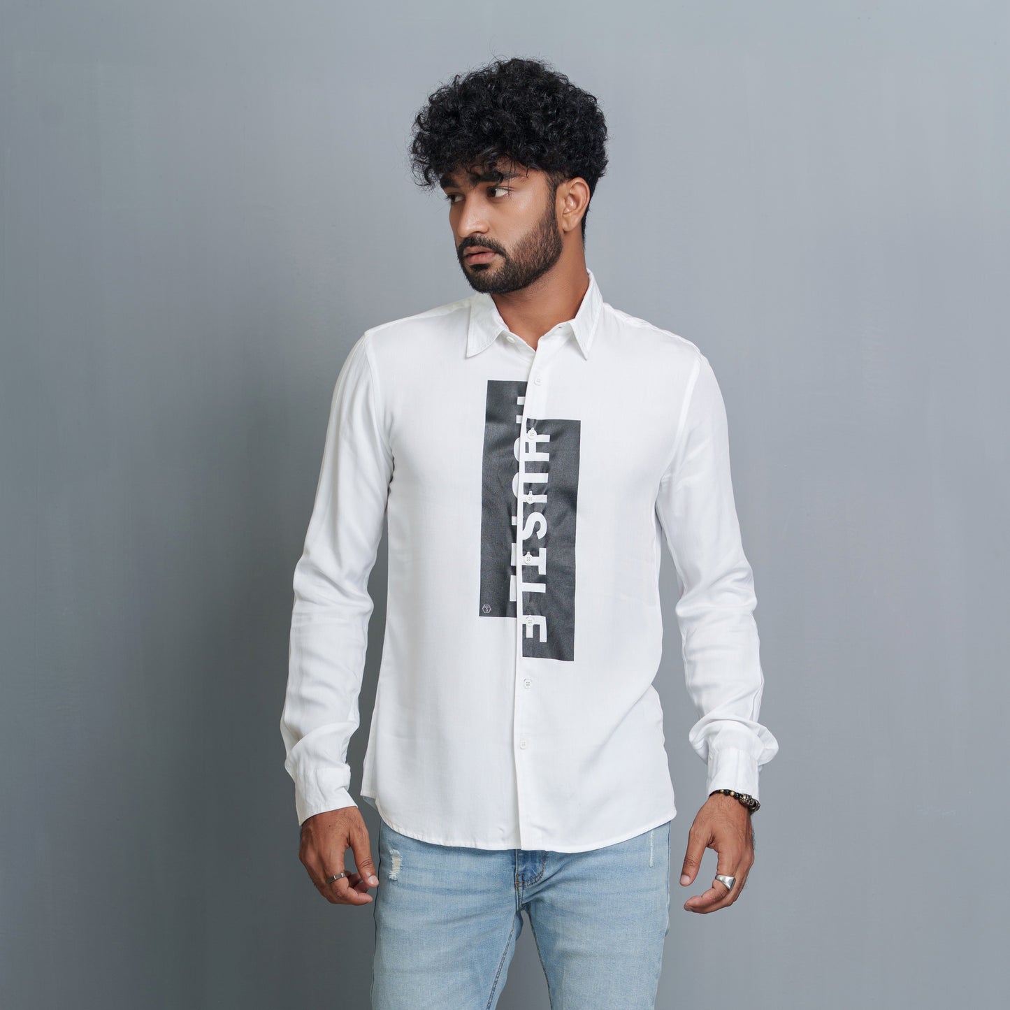 Men's White Printed Shirt