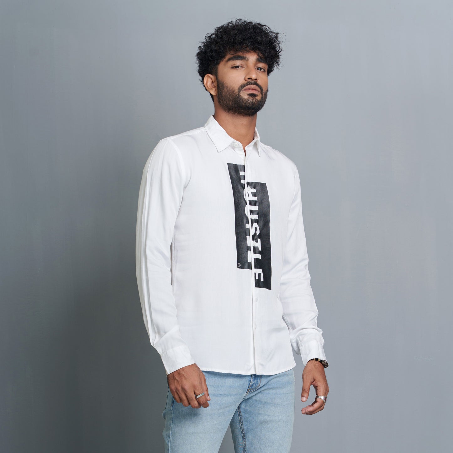 Men's White Printed Shirt