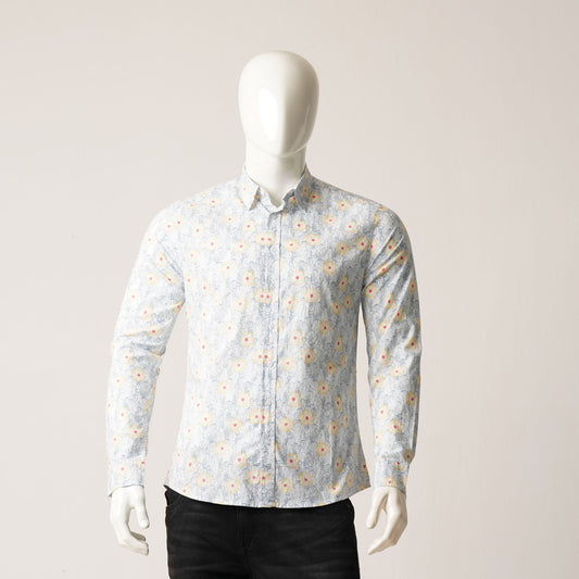 Mens L/S White & Yellow Shirt