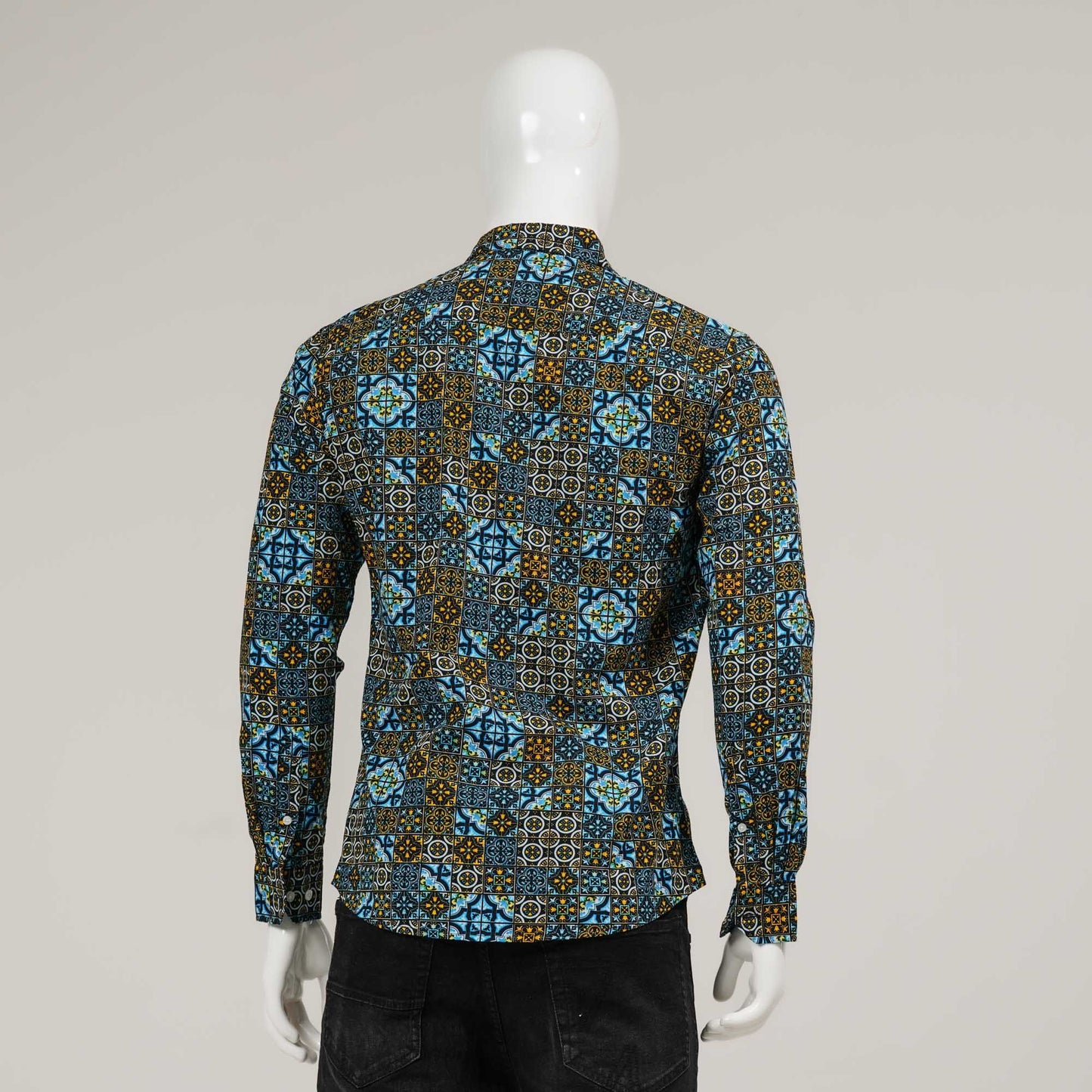 Mens Black & Sky Blue L/S Shirt