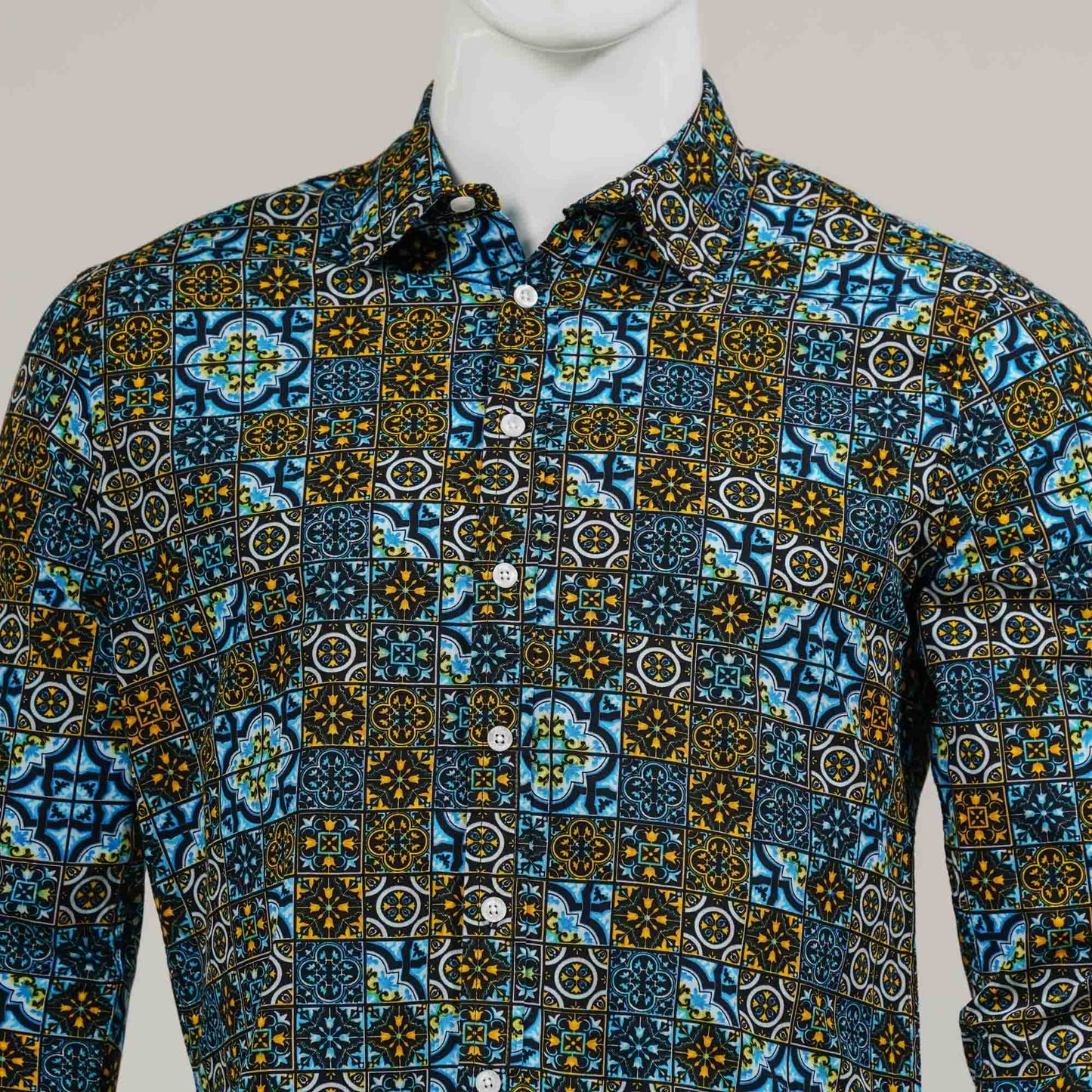 Mens Black & Sky Blue L/S Shirt