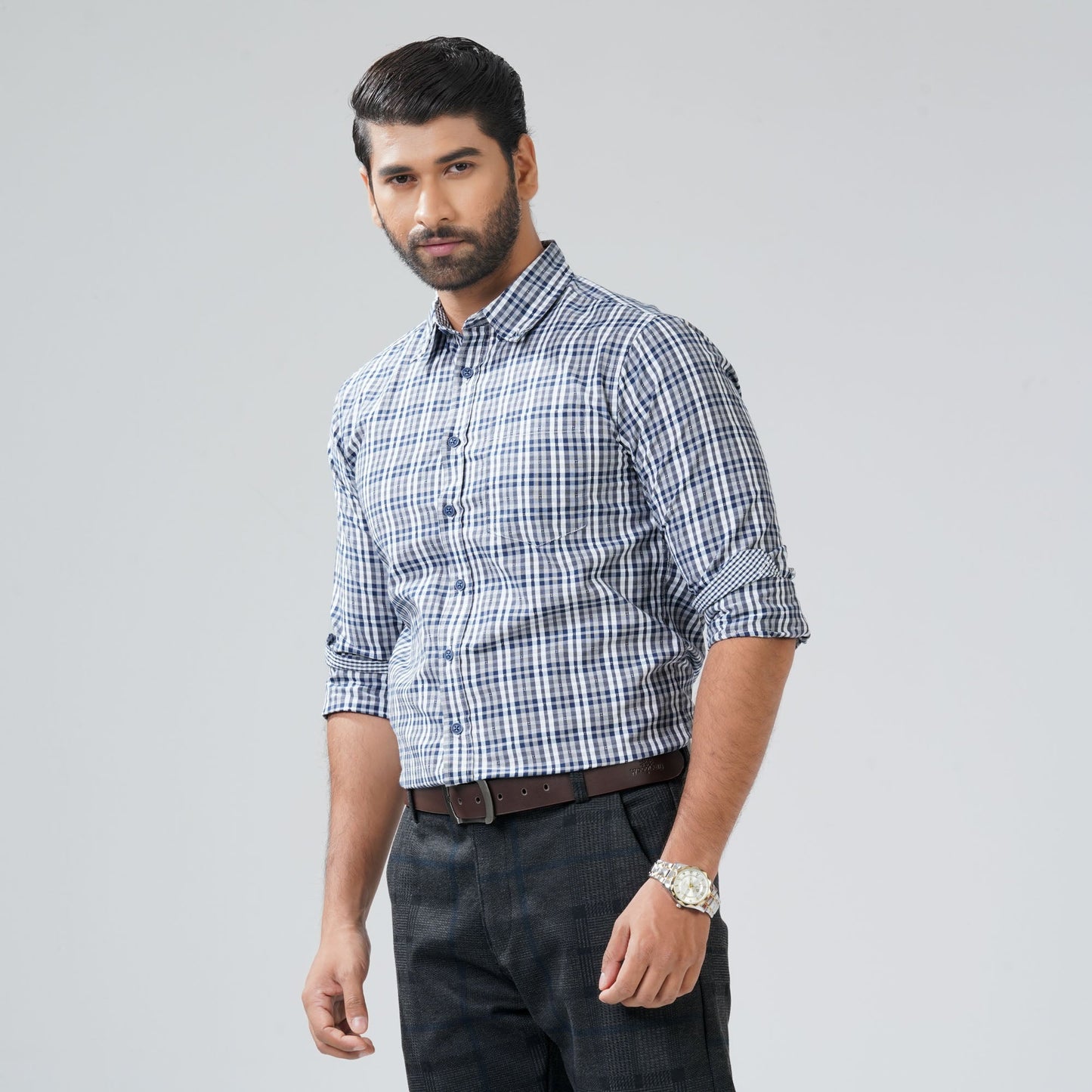 Mens Navy & White Shirt