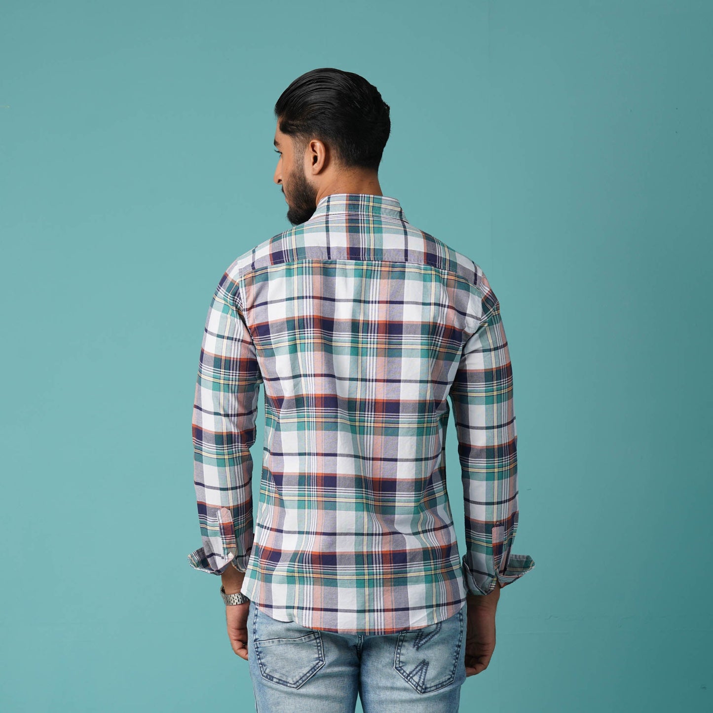 Mens L/S Shirt-Pink Blue Check