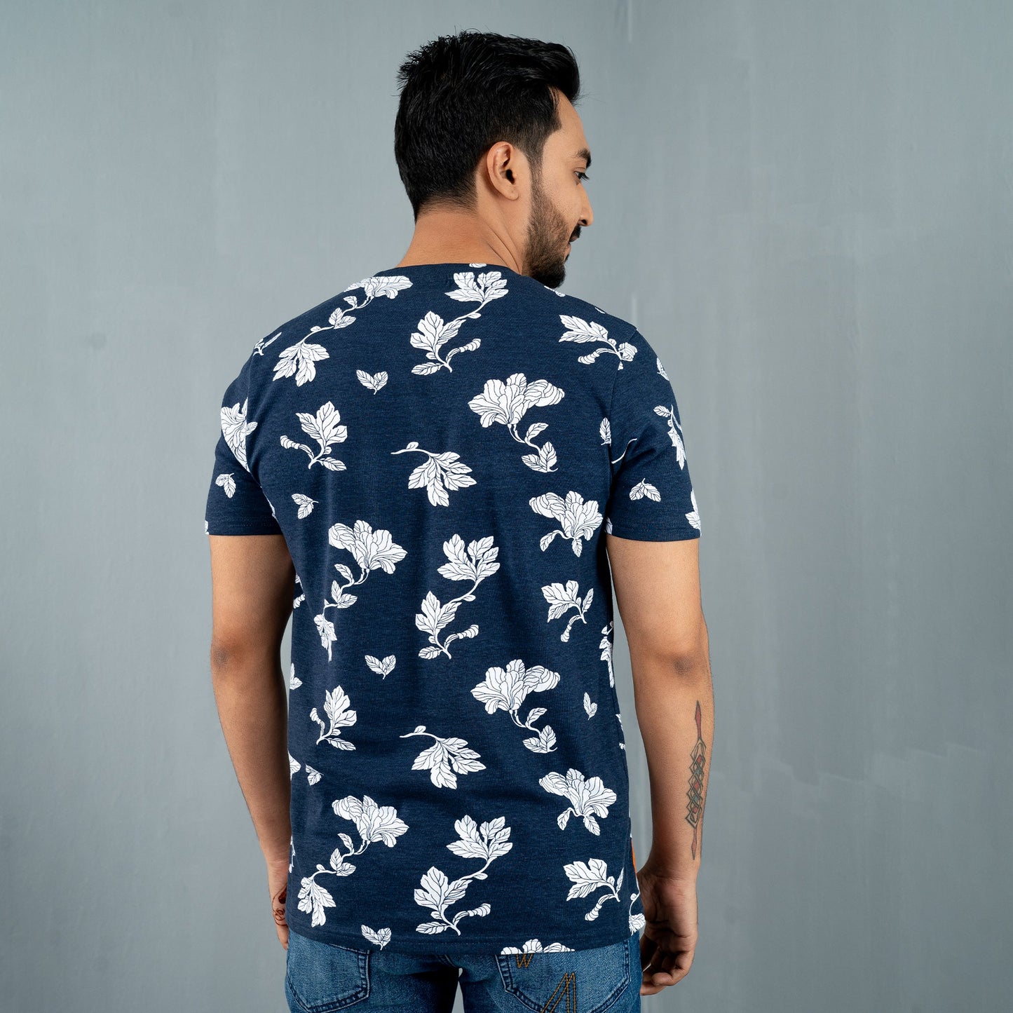 Mens Navy Floral T-Shirt
