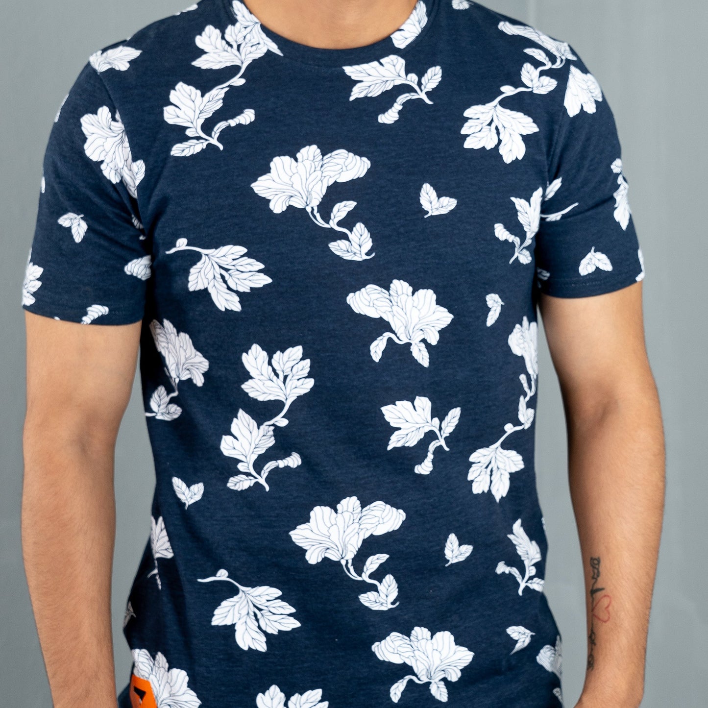 Mens Navy Floral T-Shirt