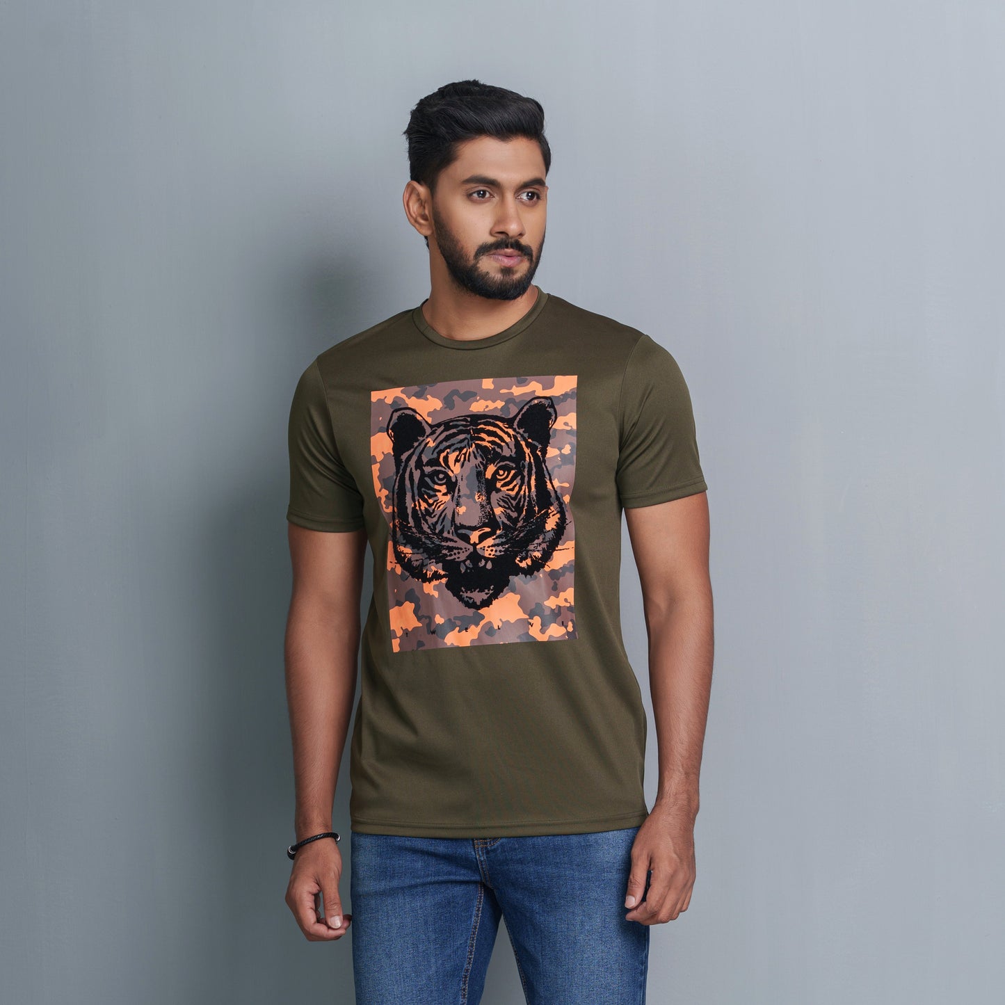 Mens Olive Cotton T-Shirt