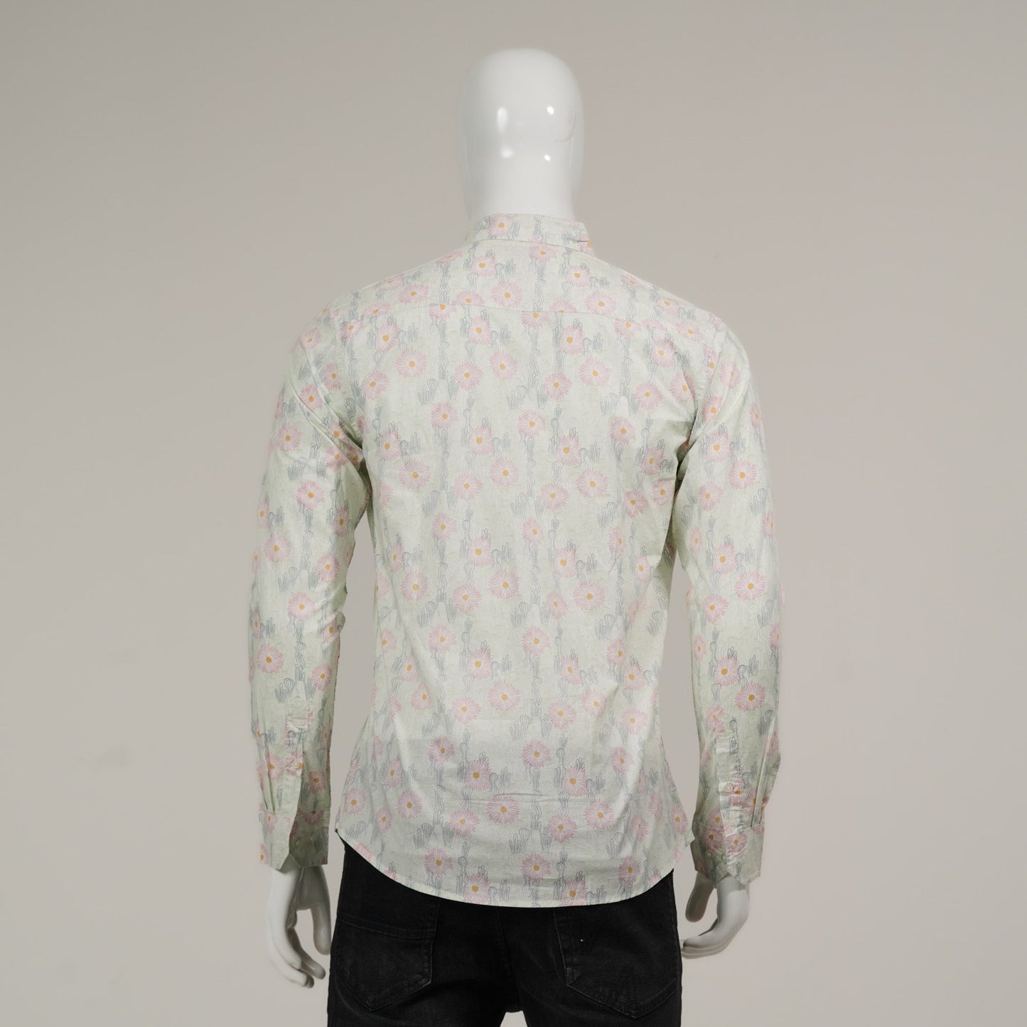 Mens White & Green L/S Shirt