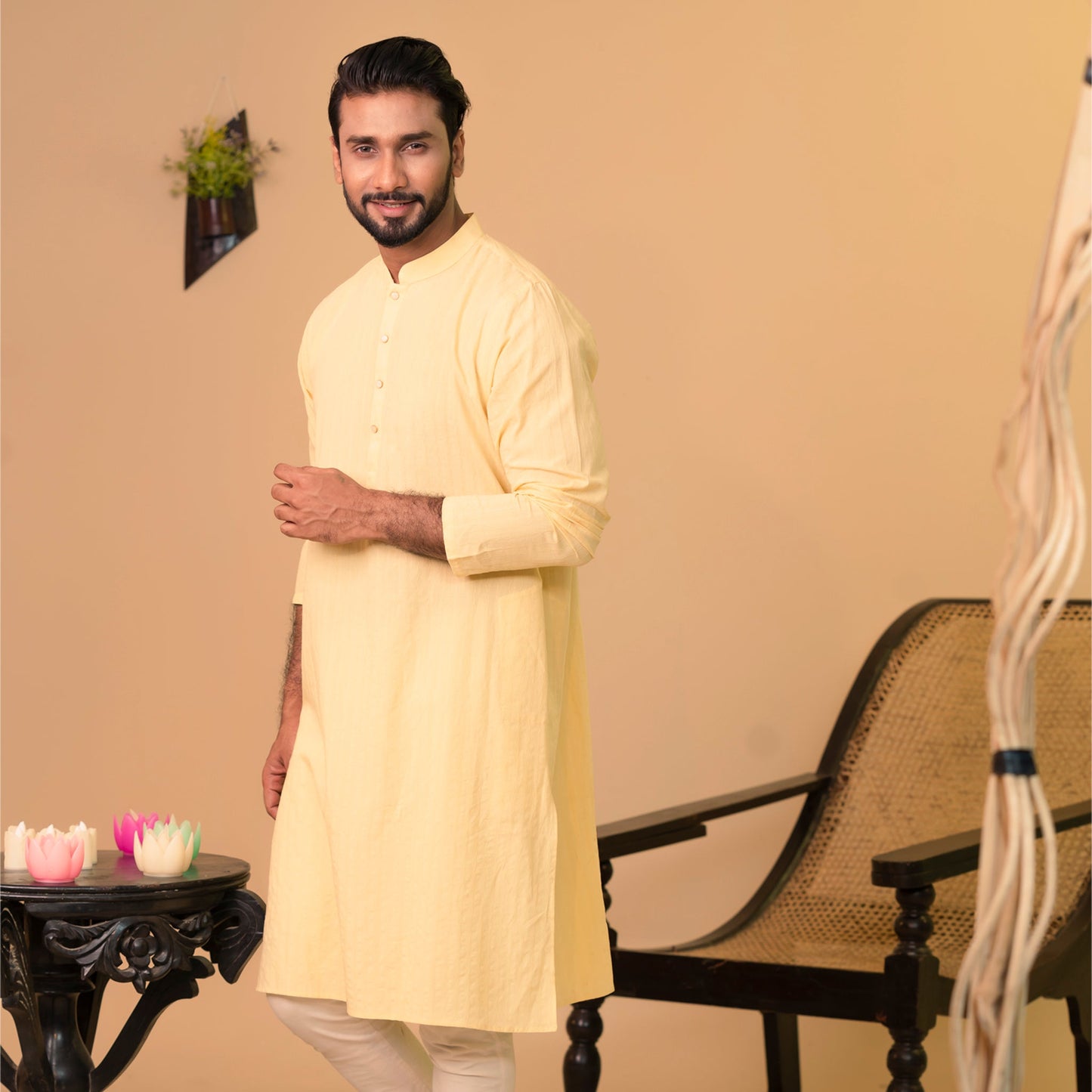 Mens Basic Panjabi-Yellow 1